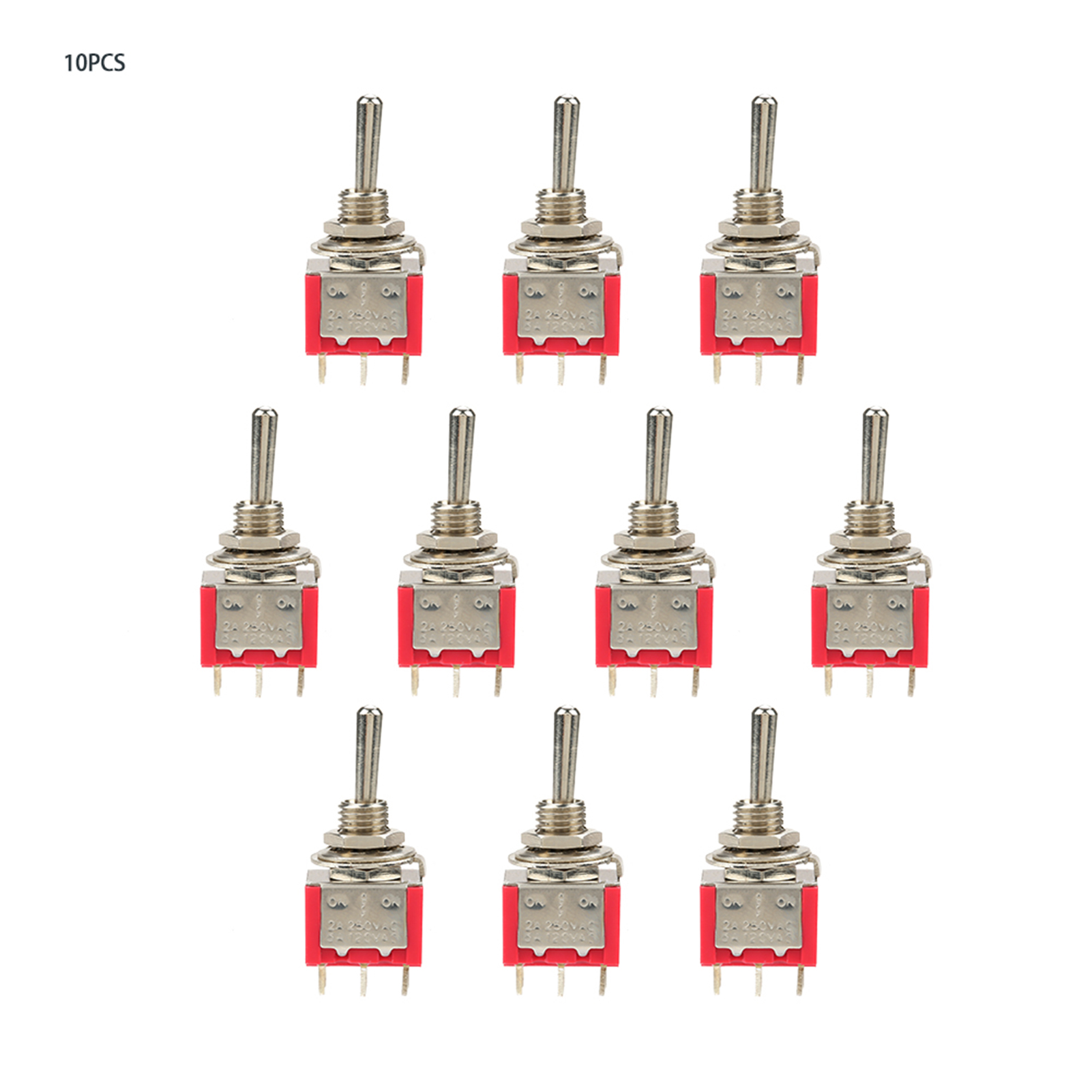10 Stück 6-poliger 3-positionen-doppelseiten-reset-kippschalter Mts-203, 6 Mm Öffnung.