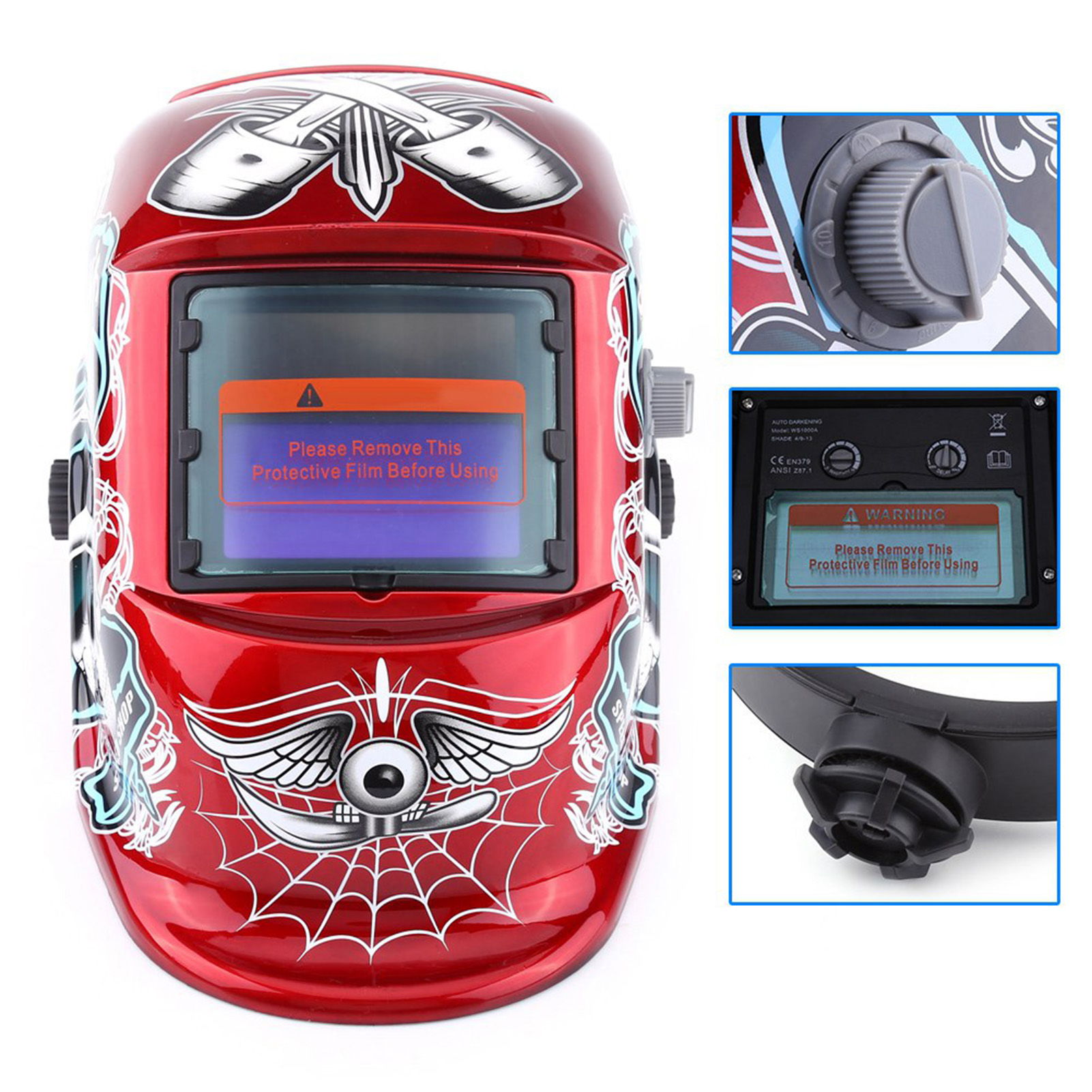 Solarbetriebene, Spannungsvariable, Selbstverdunkelnde Schweißmaske, Modell Red Pirate 107 Hhd-107