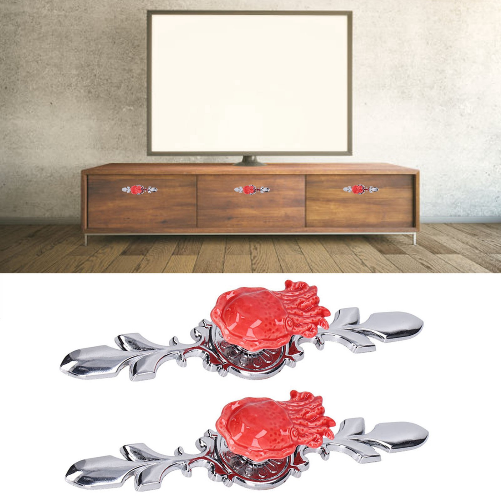 Sets Zum Verkauf: Küchenschränke, Schubladen, Schränke, Schuhschränke Im Europäischen Modernen Minimalistischen Stil, Einlochige Farbige Runde Griffe, Roter Oktopus-stil 1077d.