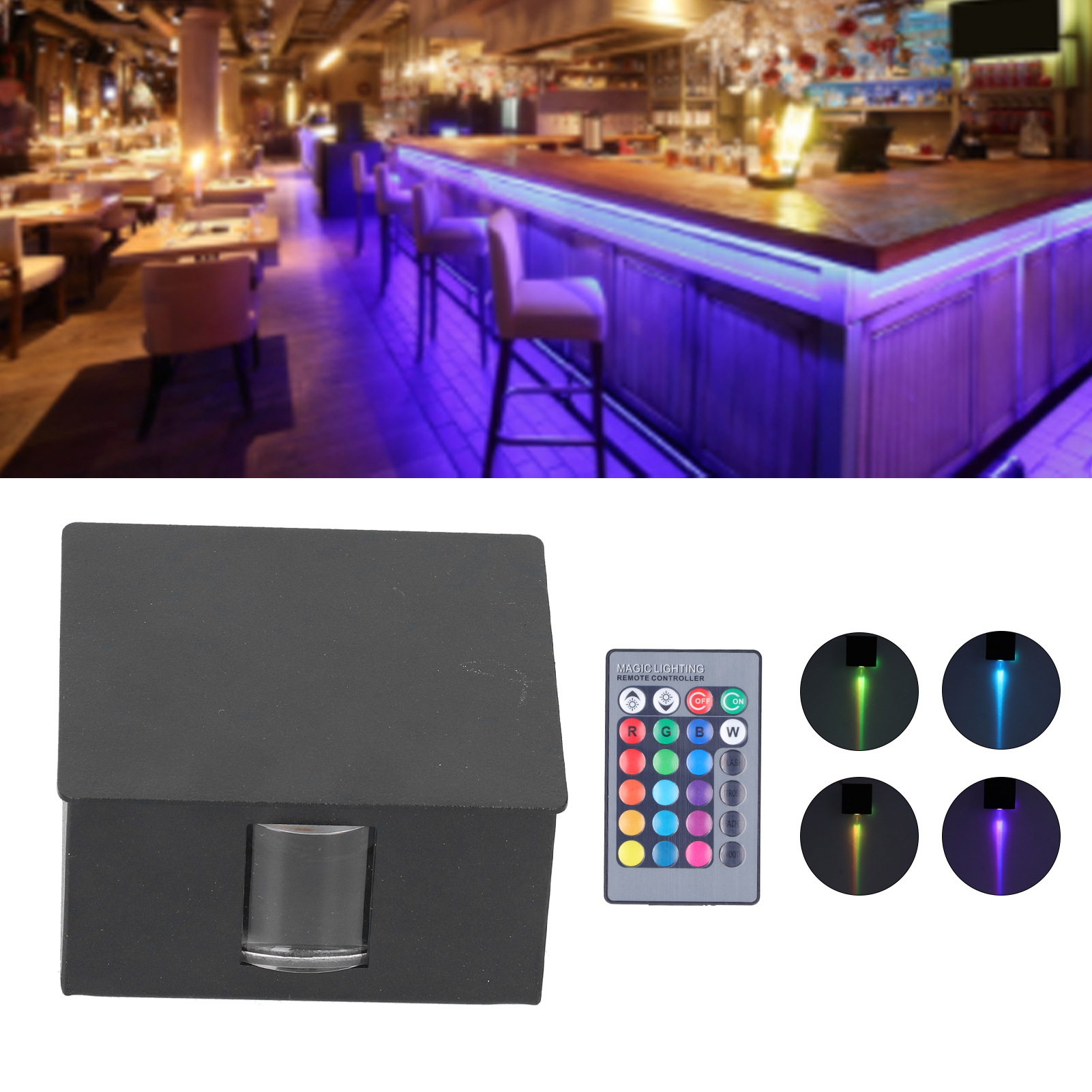 Quadratische Wandleuchte Aus Schmiedeeisen, 3 W, Mit Rgb-fernbedienung, Moderner Und Minimalistischer Skandinavischer Stil, Ideal Für Wohnzimmer, Villa, Hotel, Karaoke-bar Oder Flur. Dekorative Lampe.