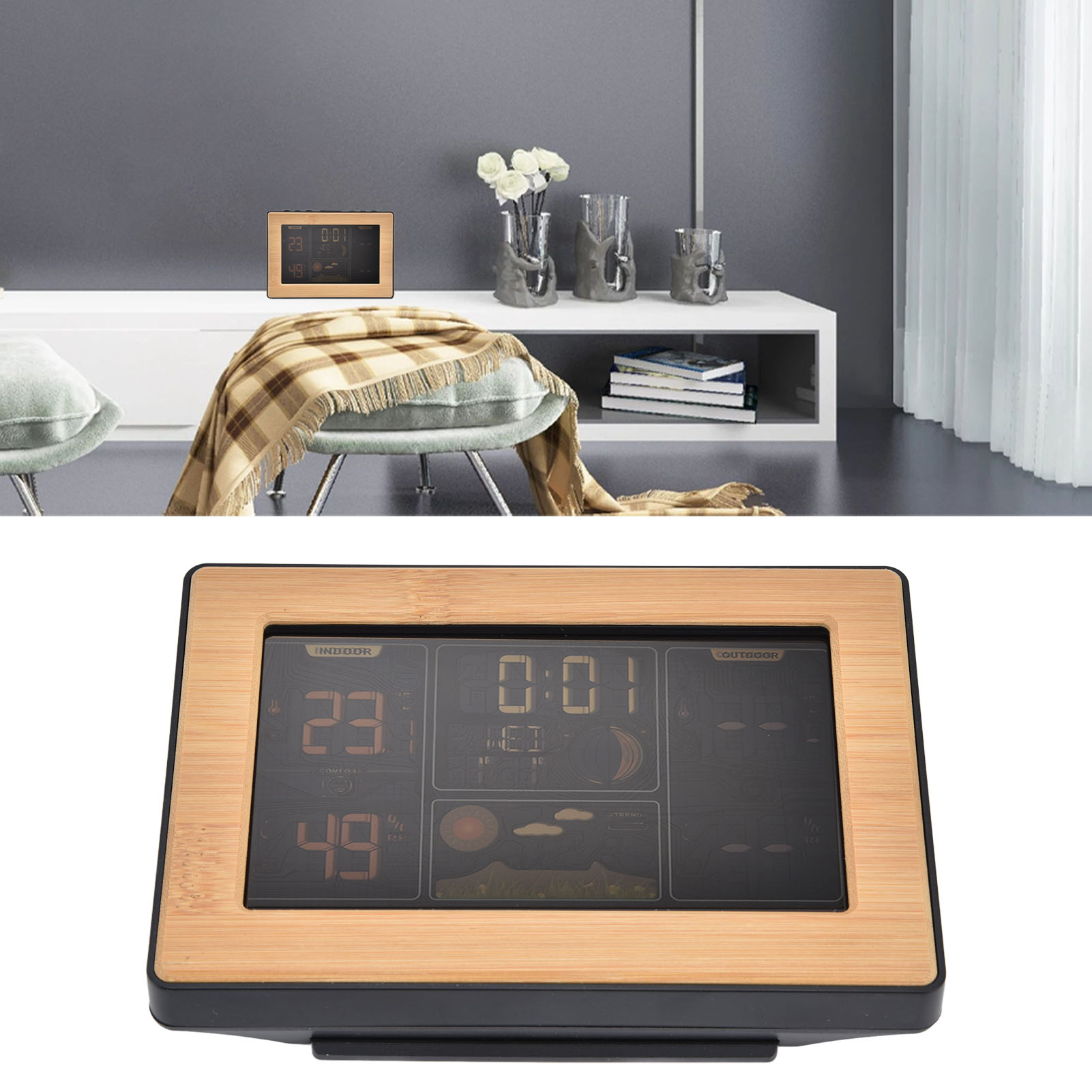 Drahtlose Wetterstation Mit Thermometer, Mini-lcd-wetterstation Und Rcc-empfänger (amerikanischer Standard), 100-240 V. Wettervorhersageanzeige.