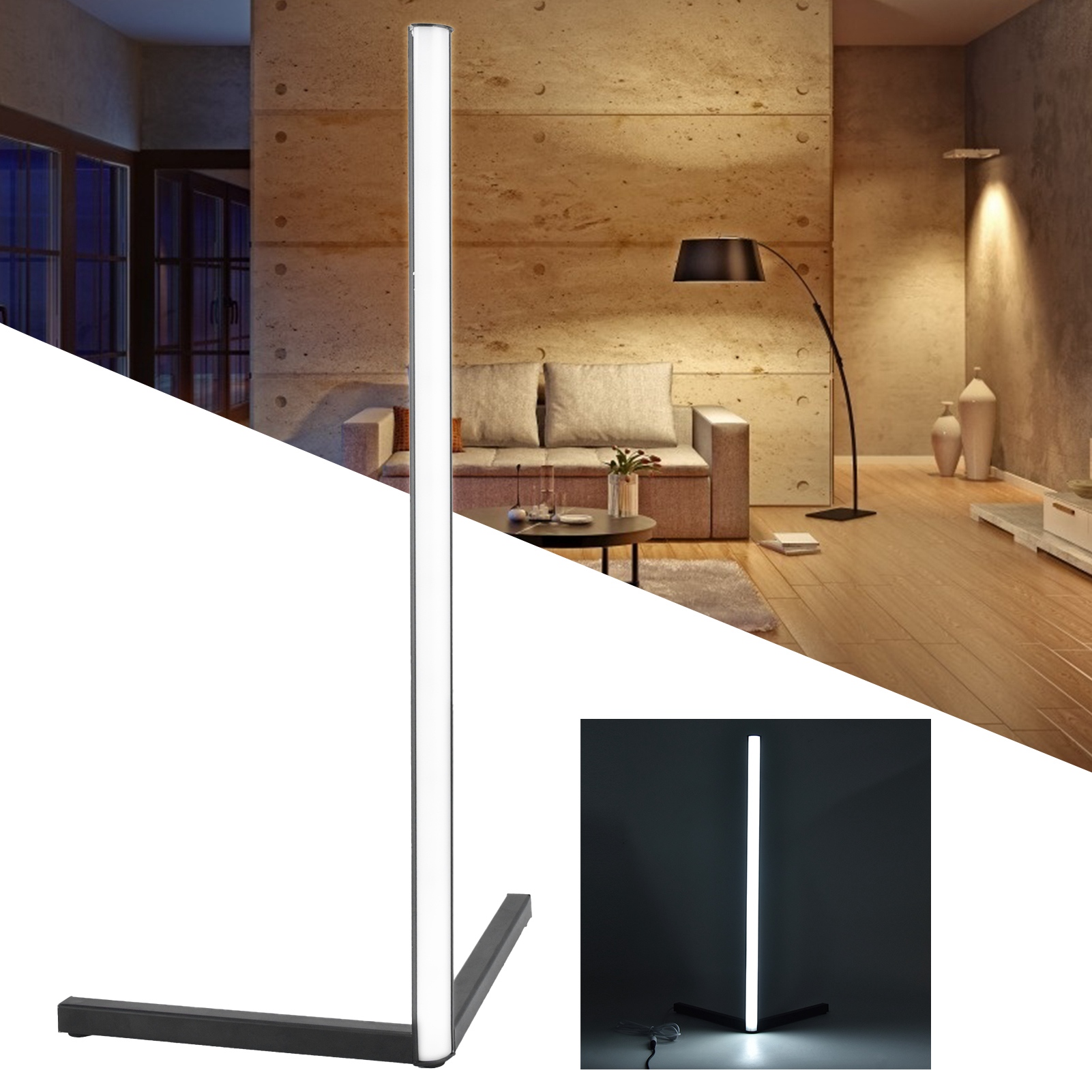 Led-stehleuchte, Eckleuchte, Ambientebeleuchtung Für Schlafzimmer/zimmer, Schwarzer Fuß, Europäischer Standard, Weißes Licht, 52 Cm Modell