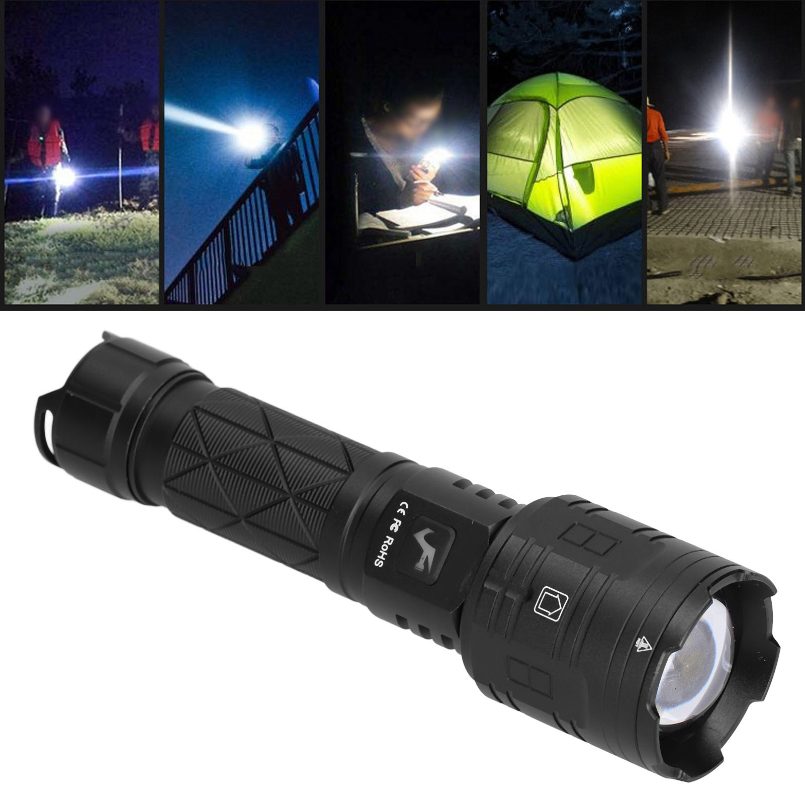 Hochleistungsfähige 16-kern-led-taschenlampe, 5800lm Zoom-teleskop-taschenlampe, 5 Modi, Ip65 Wasserdicht Für Outdoor-abenteuer, Reisen, Wandern, Camping, Notfallsituationen Und Den Gebrauch Zu Hause.