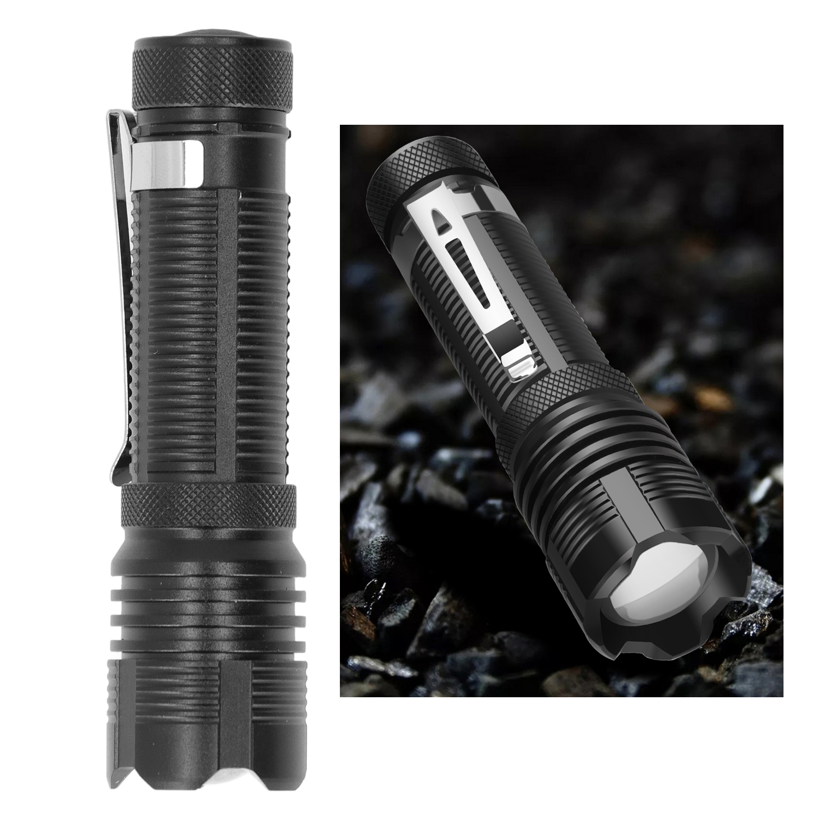 Xhp50 Quad-core Zoom-teleskop-taschenlampe Für Den Outdoor-einsatz Mit Stiftclip, Mini-taschenlampe, Tragbar Und Wasserdicht, Für Outdoor-aktivitäten, Abenteuer, Reisen, Wandern, Camping, Notfalltasch