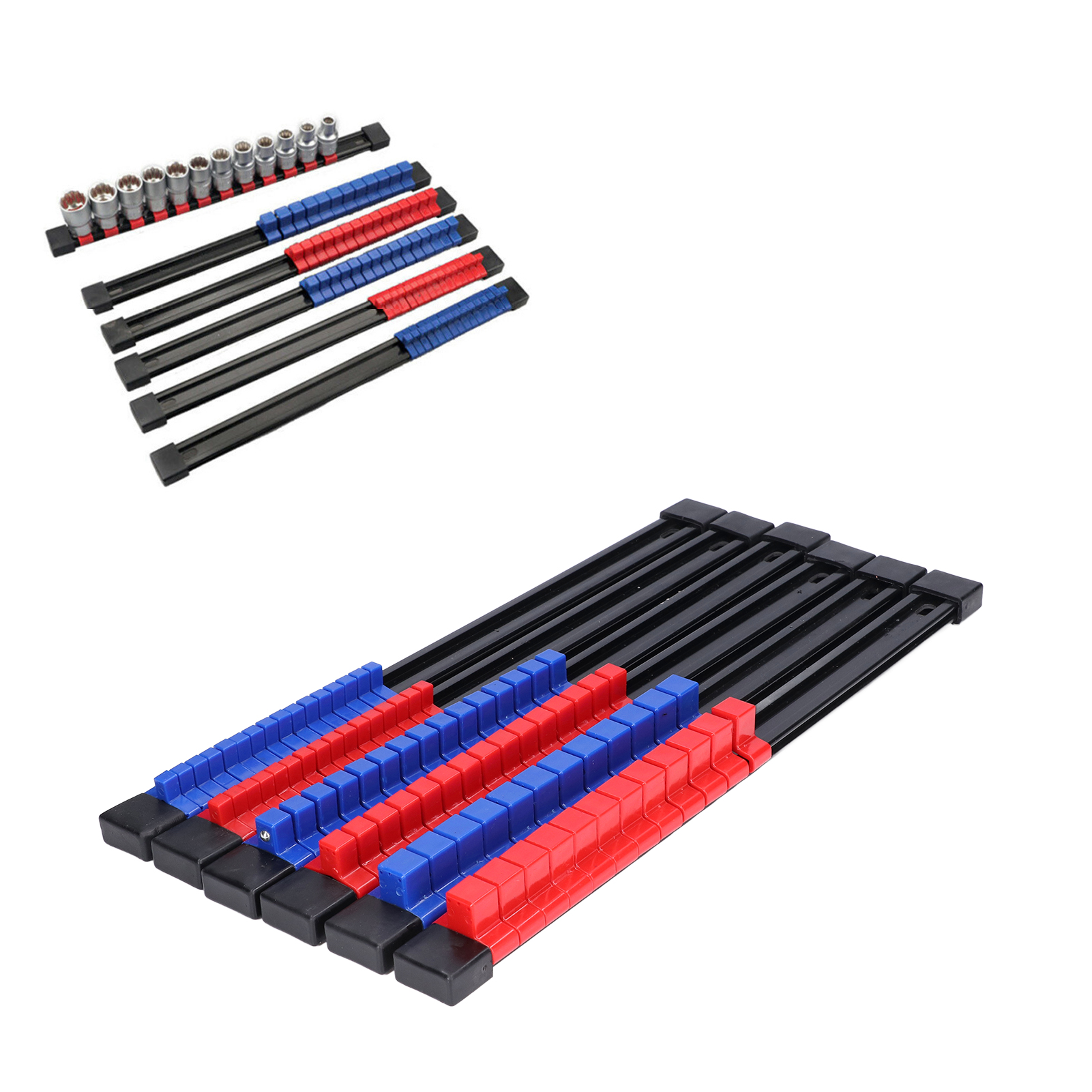 Set Mit 6 Kunststoff-steckschlüsselclips (1/2, 3/8, 1/4)