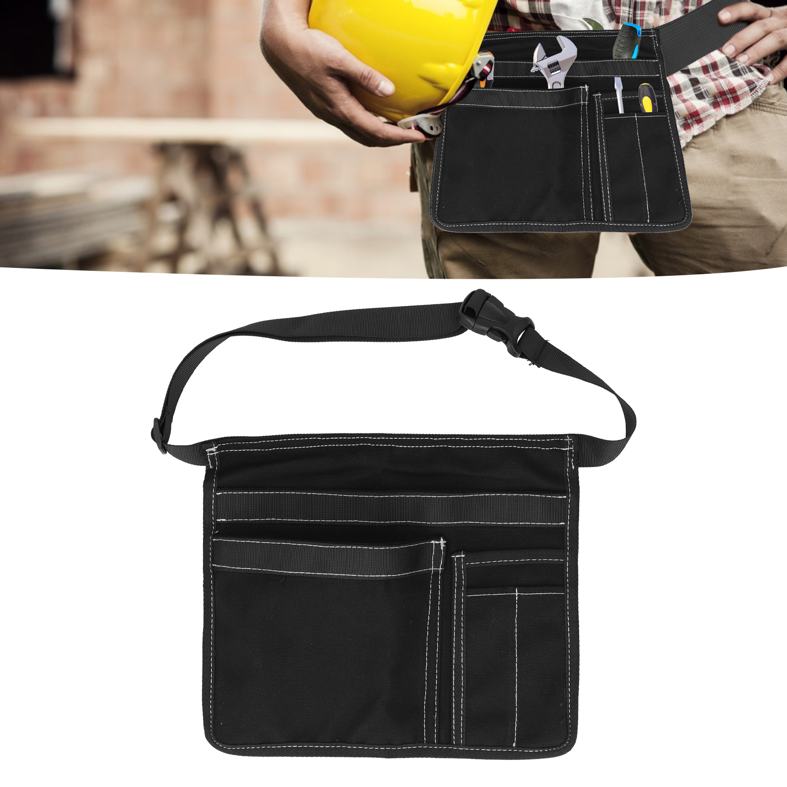 Werkzeugtasche Mit Einseitiger Gürtelbefestigung, Werkzeugaufbewahrungstasche, Strapazierfähiges Oxford-gewebe, Verstellbare Werkzeugtragetasche, Schwarz.