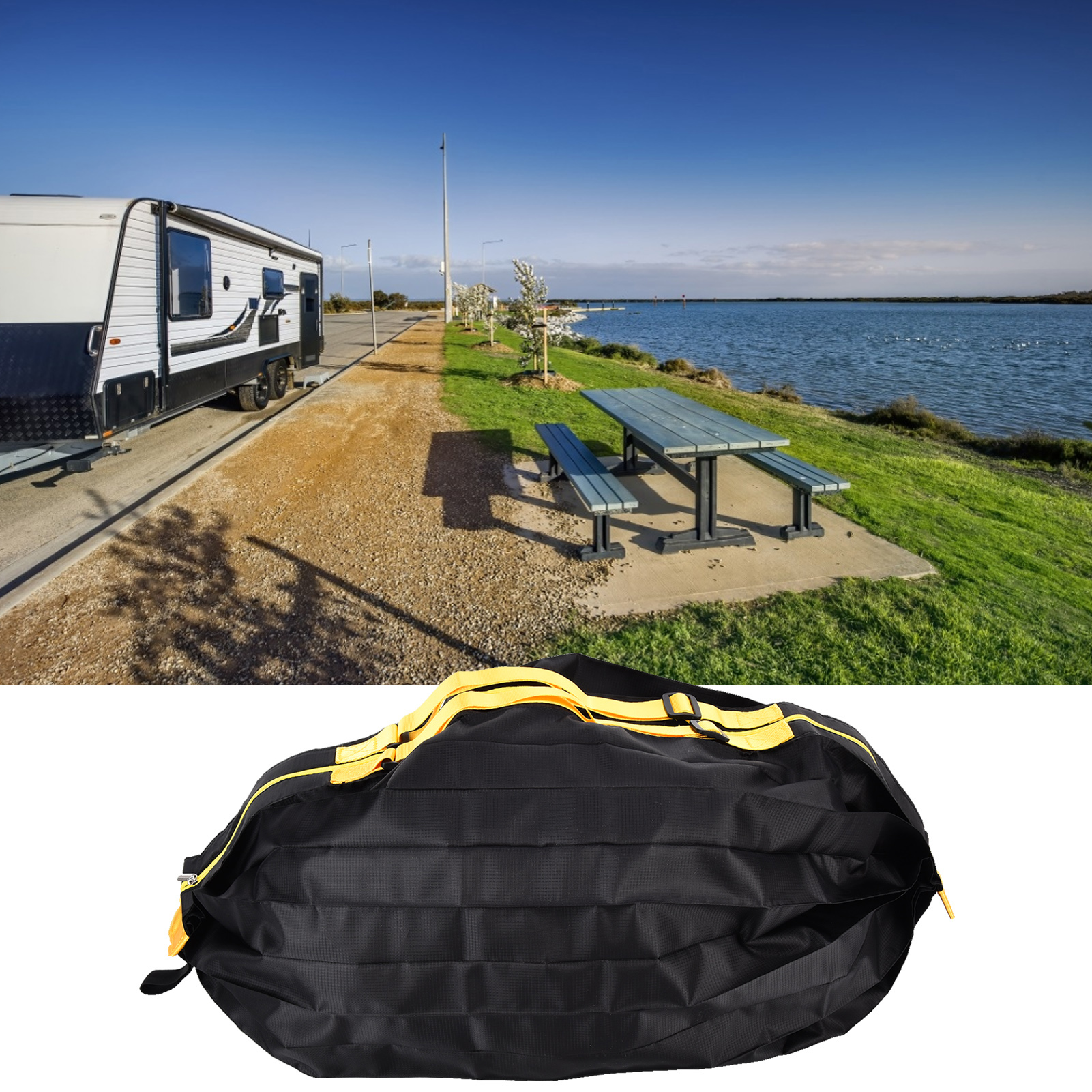 Wasserdichte, Faltbare Reisetasche Aus Polyester Im Akkordeon-stil, Großes Fassungsvermögen, Japanisches Design, Schwarze Tasche