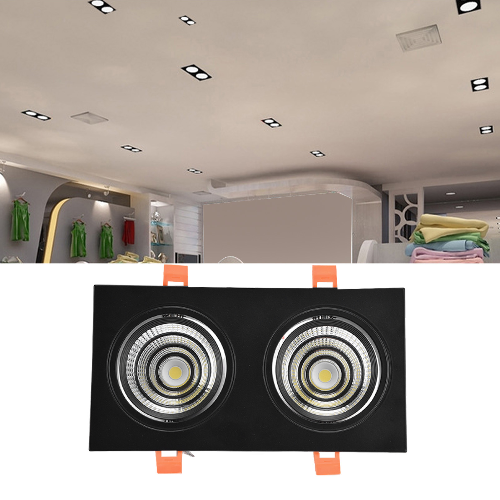 7w2 Cob-einbau-leds Mit Einstellbarem Winkelraster, Rechteckiger Doppelkopf-led-lichtstreifen Für Die Decke, Led-treiber.