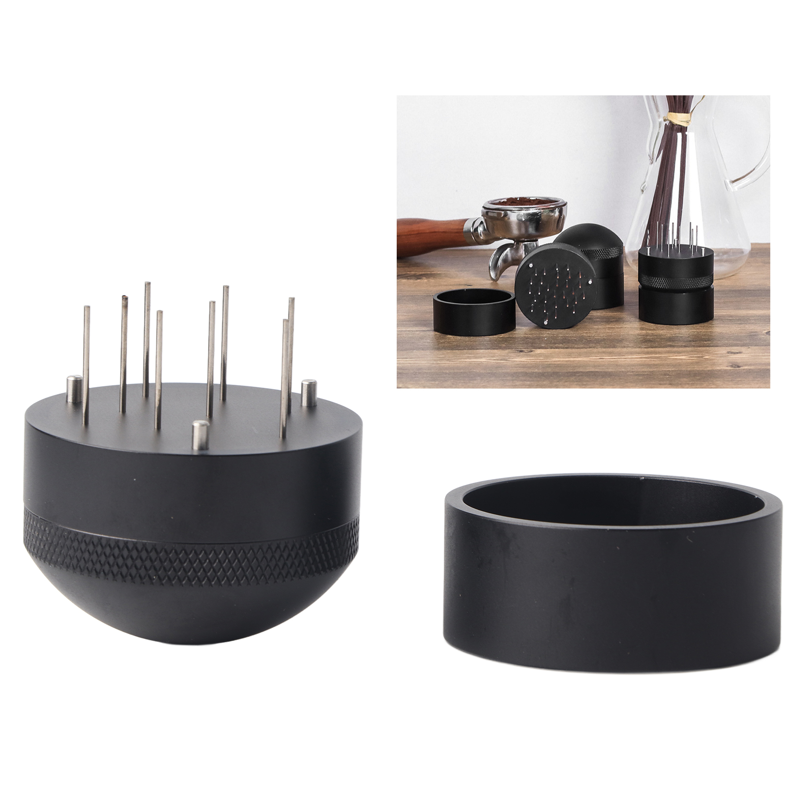 Nadel-kaffeemaschine, Tamper, Zerkleinert Klumpen, Espressomaschine, Schwarz, 53 Mm Nadel.