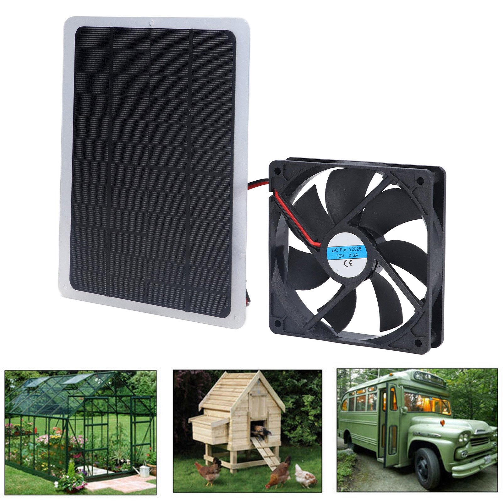 Tragbarer 10w 12v Solarventilator Mit Usb-anschluss Und 800ma Solarpanel Für Den Einsatz Im Gewächshaus, Zum Laden Und Zur Stromerzeugung.