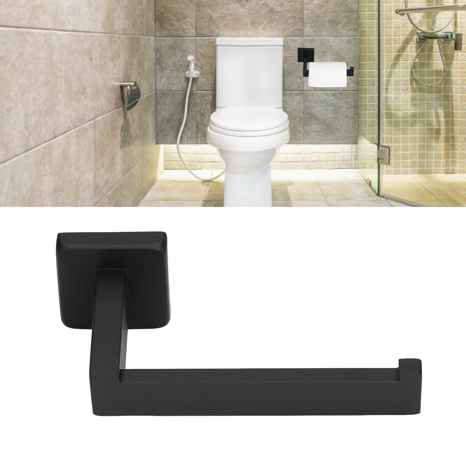Schwarzer Toilettenpapierhalter Aus Edelstahl 304, Badezimmeraccessoire-halter, Toilettenpapierhalter