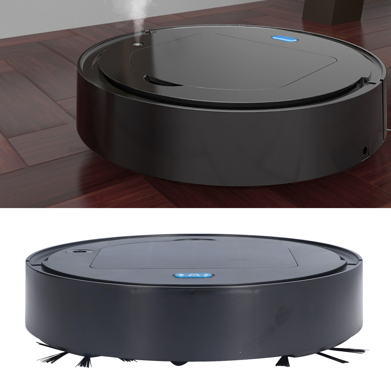 Mini-smart-besen 3-in-1: Besen, Staubsauger, Wischmopp, Sprühgerät, Luftbefeuchter. Usb-aufladbar, Schwarz.