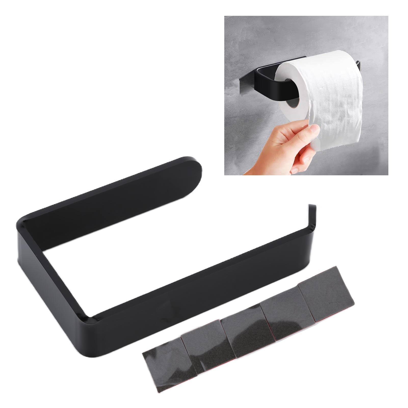 Toilettenpapierhalter Ohne Bohren, Toilettenpapierhalter Aus Acryl, Kreativer Präsentationsständer Für Schwarze Taschentuchboxen.