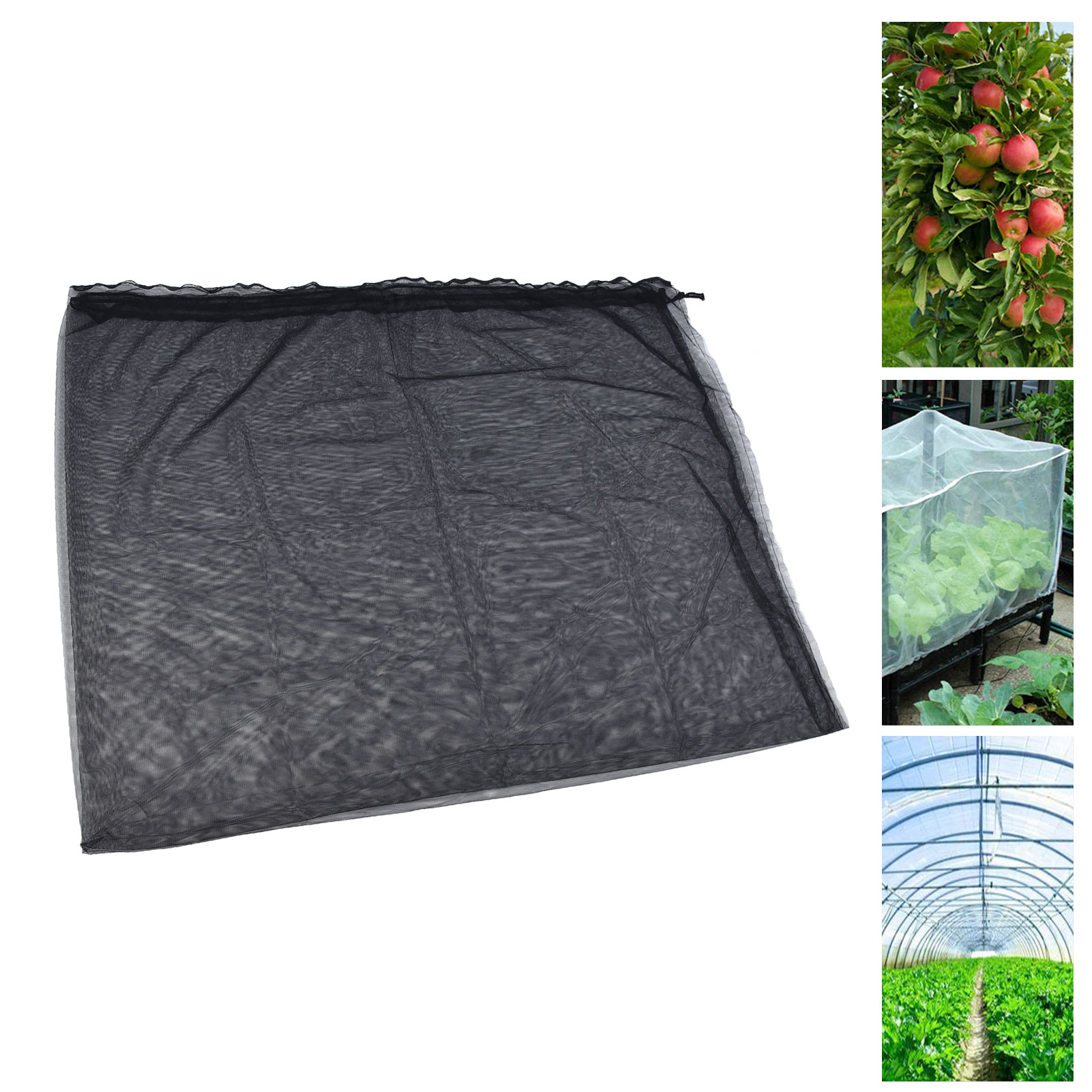 Insektennetz Für Pflanzen, Schutz Für Gartenpflanzen, Schutz Für Obst, Blumen, Insekten Und Vögel, Barrierenetz Mit Zugseil, Schwarz.