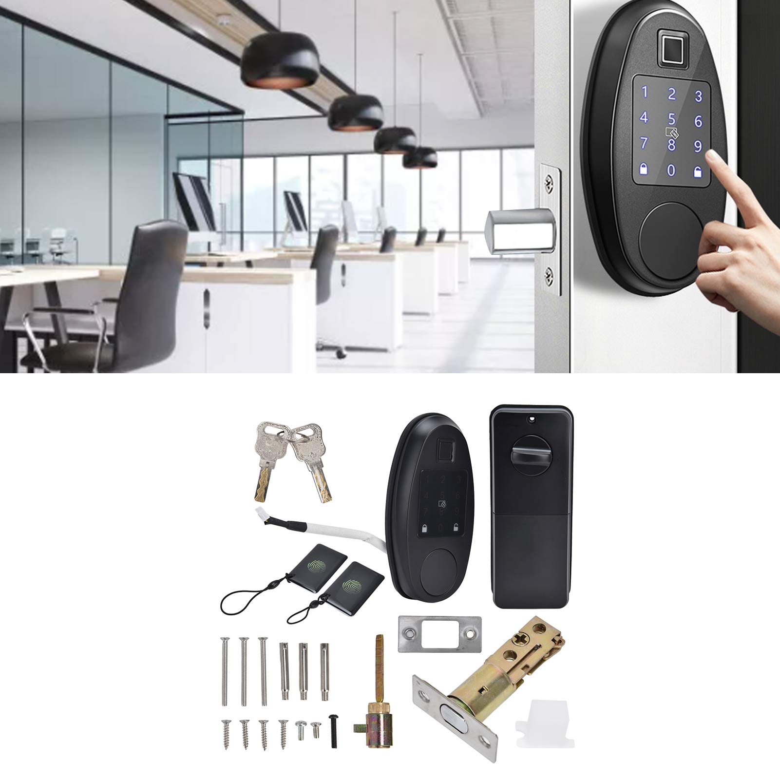 Fingerabdruckschloss Mit Passwort Für Zuhause, Bluetooth-smart-schloss Mit App-steuerung, Sensorgesteuertes Türschloss Fürs Büro, Ersatz Für Kugelförmiges Elektronisches Schloss