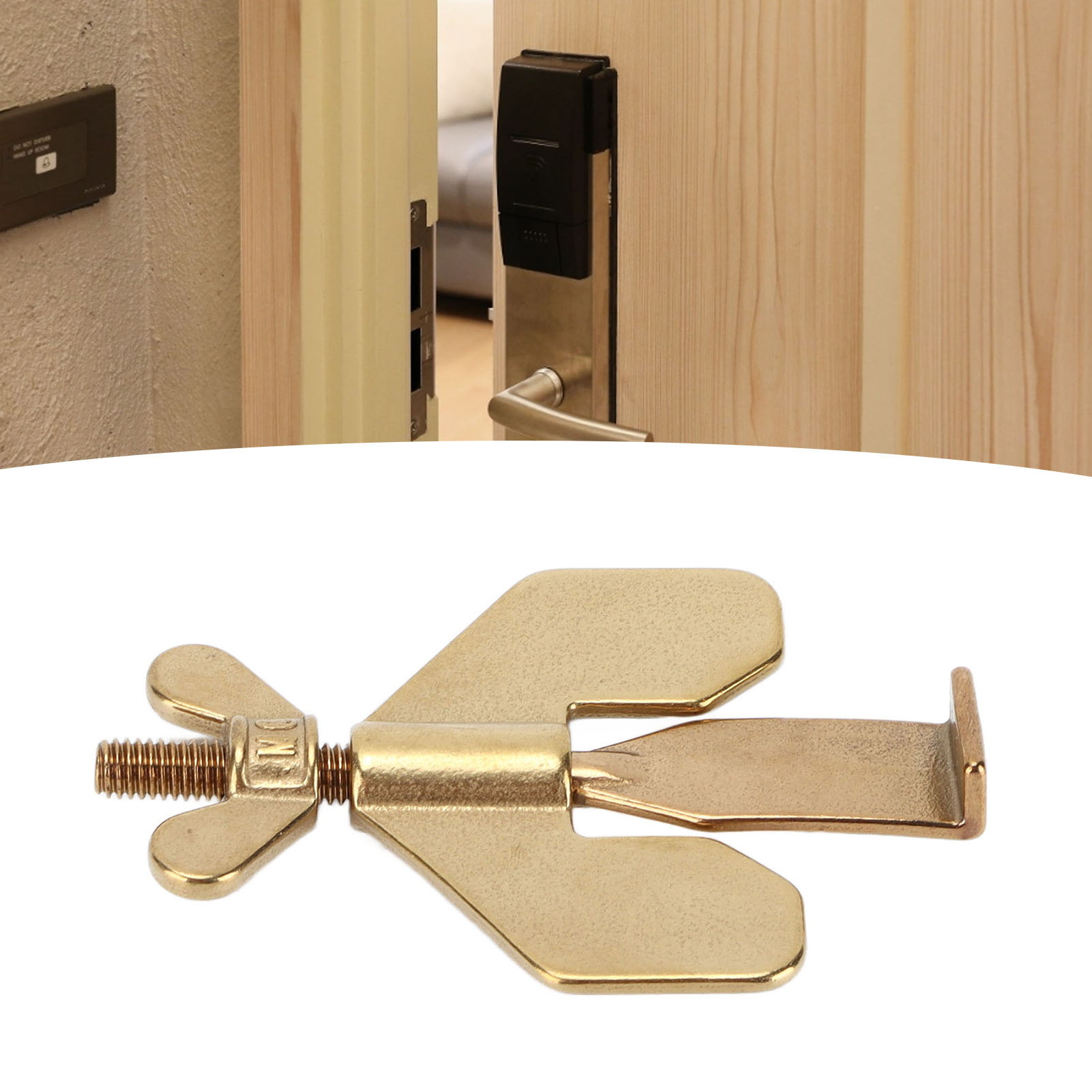 Reisetürschloss, Robustes Tragbares Türschloss, Diebstahlsicherung Für Hotels Und Wohnungen, Sicherheitstürverriegelung, Gold.