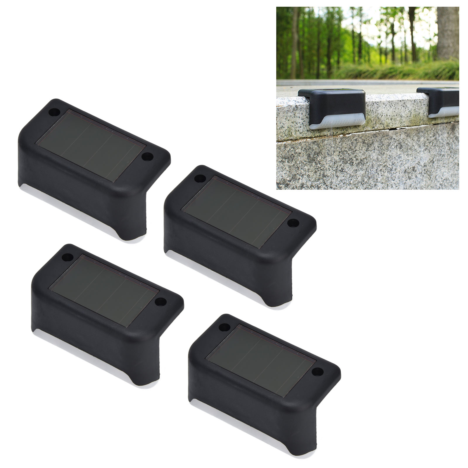 4er-set Solar-außenleuchten Für Geländer, Led-treppenbeleuchtung, Led-stufenbeleuchtung, Dekorative Hofbeleuchtung, Leitleuchten, 4 Stück Pro Packung, Weißes Licht