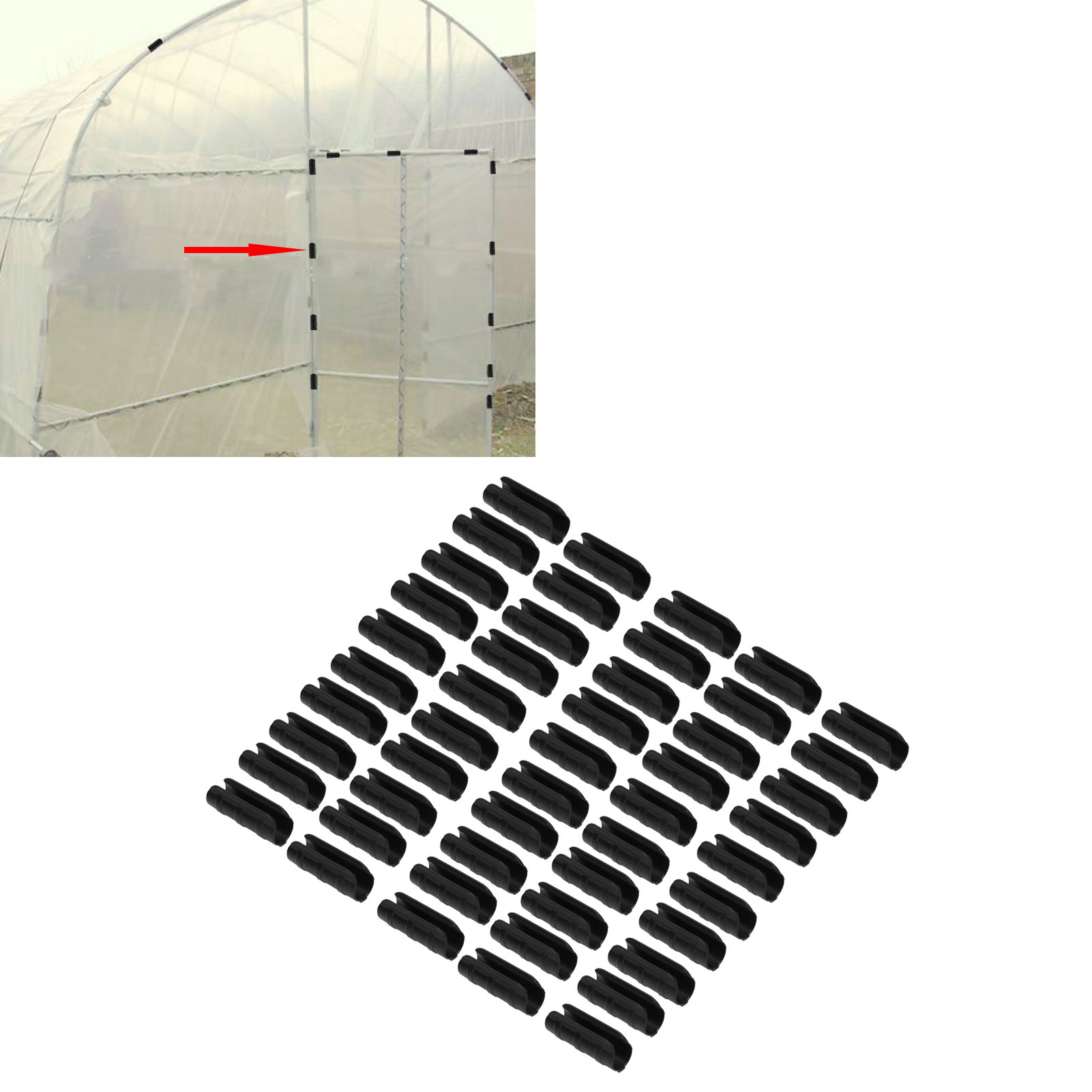 Packung Mit 50 Befestigungsclips Für Gewächshausfolie (10 Cm Lang), Befestigungsclips Für Kunststofffolie, Befestigungsclips Für Schattierungsfolie, Schwarz.