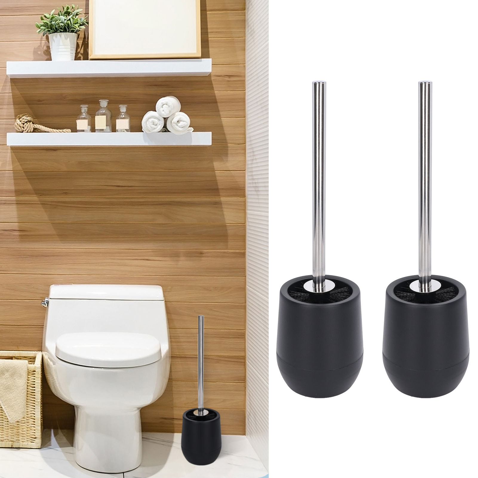 Schwarze Toilettenbürste Ohne Tote Winkel, Kreative Toilettenbürste Im Nordischen Stil Mit Sockel, Kein Bohren Erforderlich.