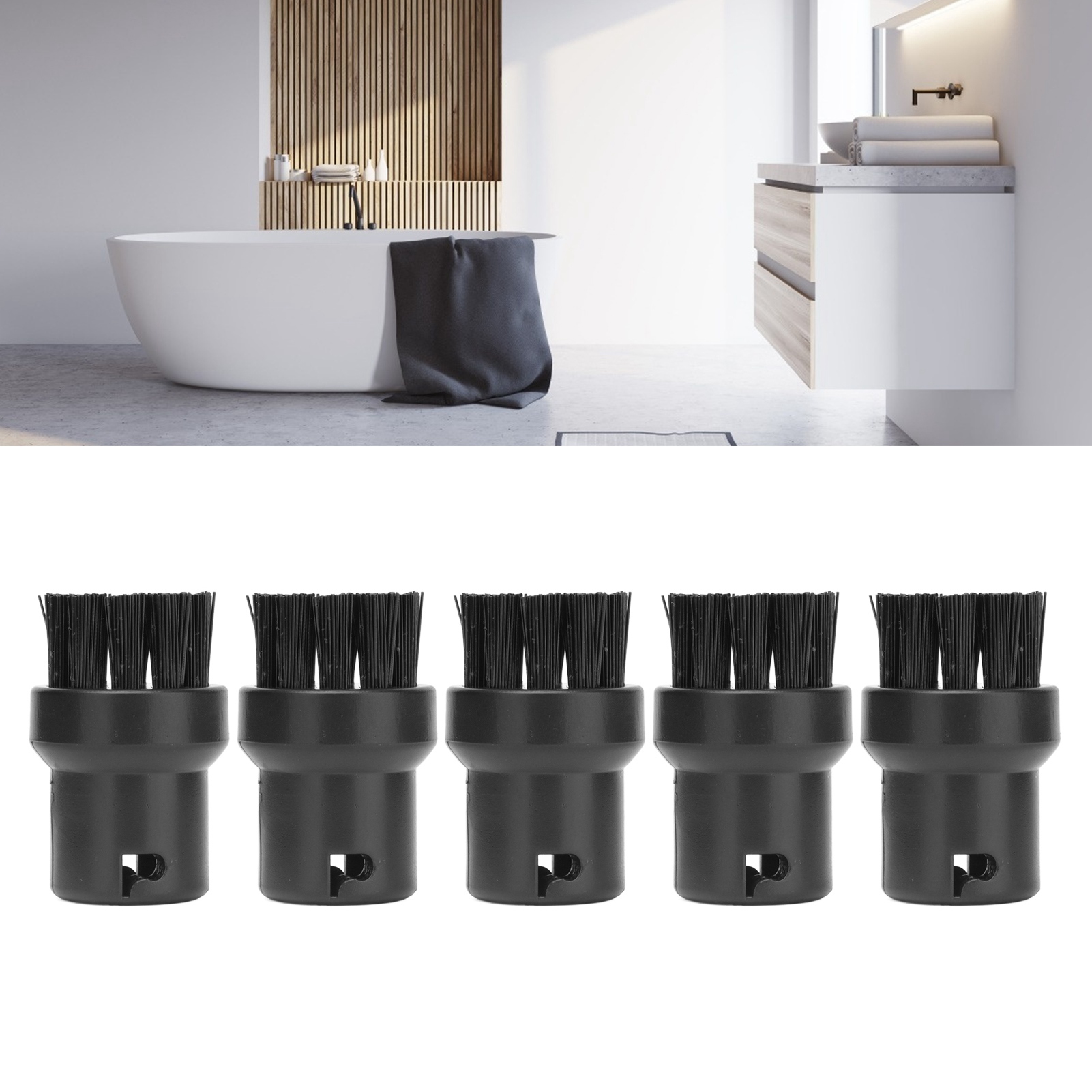 Set Mit 5 Dampfbürstenköpfen, Kompatibel Mit Den Kärcher Dampfreinigern Sc1, Sc2, Sc3, Sc4 Und Sc5 (schwarz)