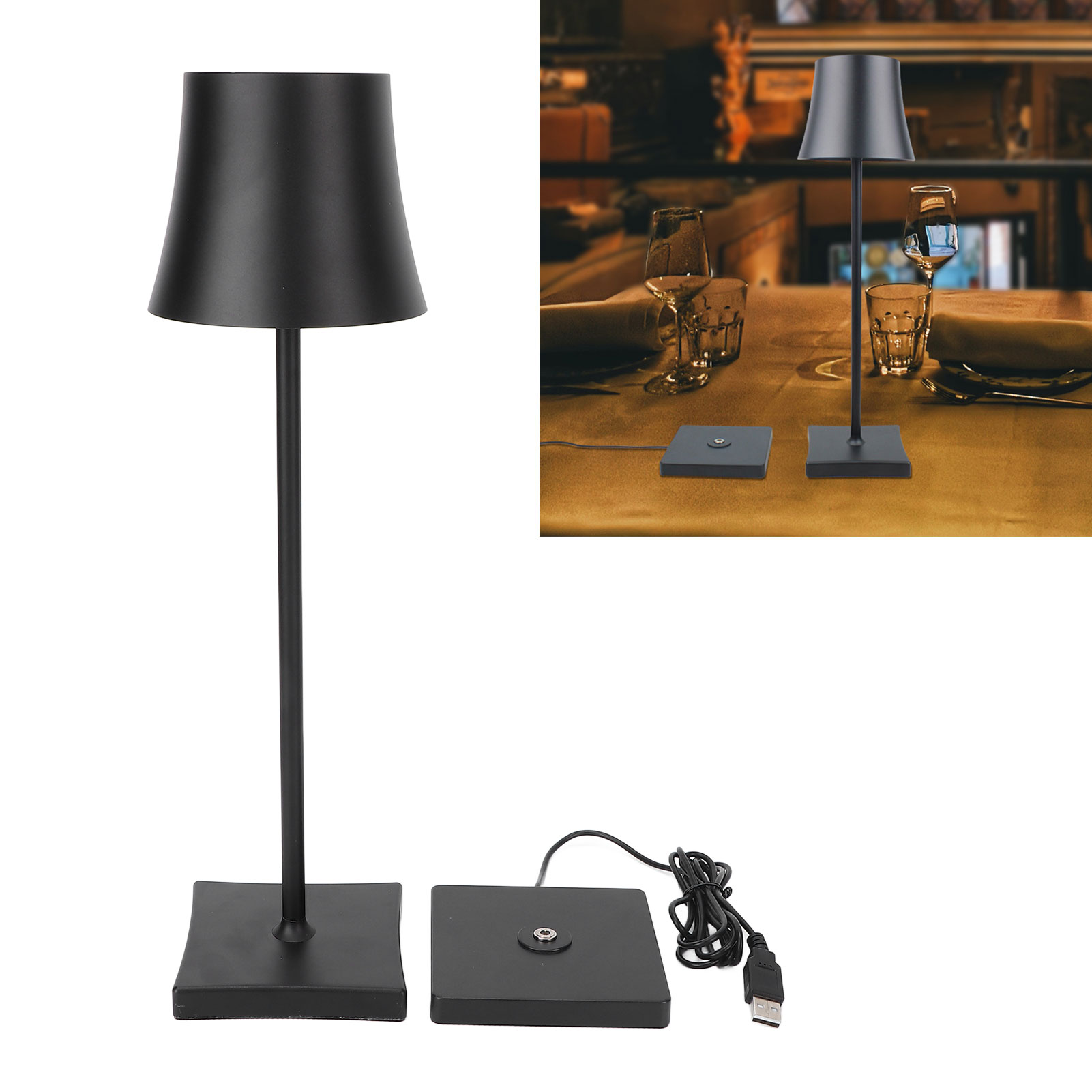 Led-schreibtischlampe Aus Aluminiumlegierung Mit Ladestation, Wasserdicht, Touch-dimmer, Metalltischlampe, Bar-/wohnzimmer-/leselampe.