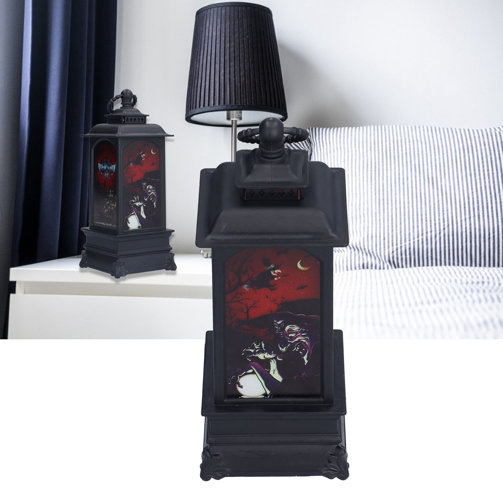 Tragbare Halloween-laterne, Kerzeneffekt, Kreative Led-lampe Im Retro-stil, Dekoratives Nachtlicht Für Den Schreibtisch.
