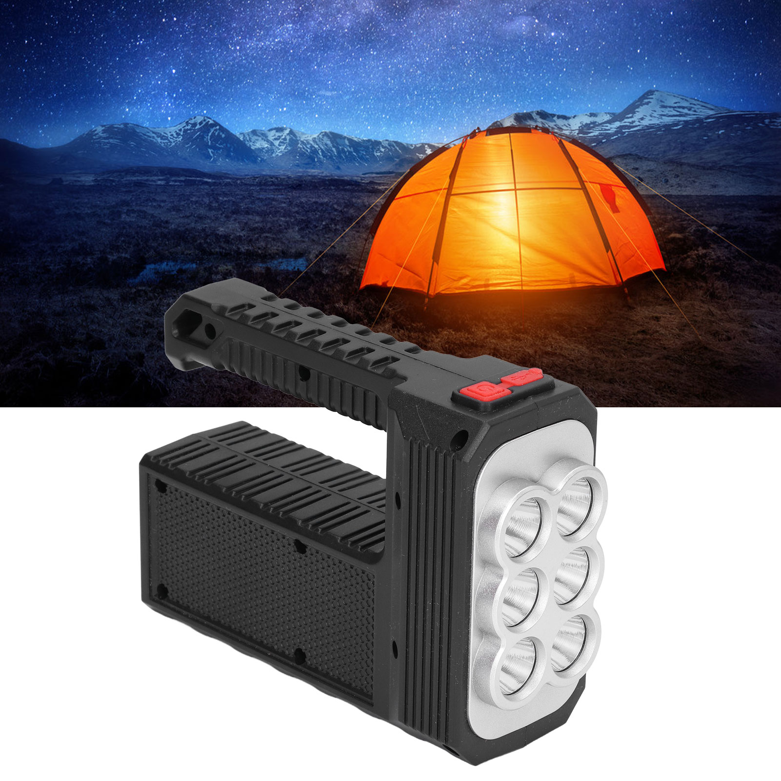 Led-taschenlampe Mit Großer Reichweite, 6 Leds, Usb-aufladbar, Multifunktional Mit Vier Beleuchtungsmodi, Wasserdicht Für Den Außeneinsatz, Ideal Für Abenteuer, Camping, Nachtläufe, Reparaturen Und Wa