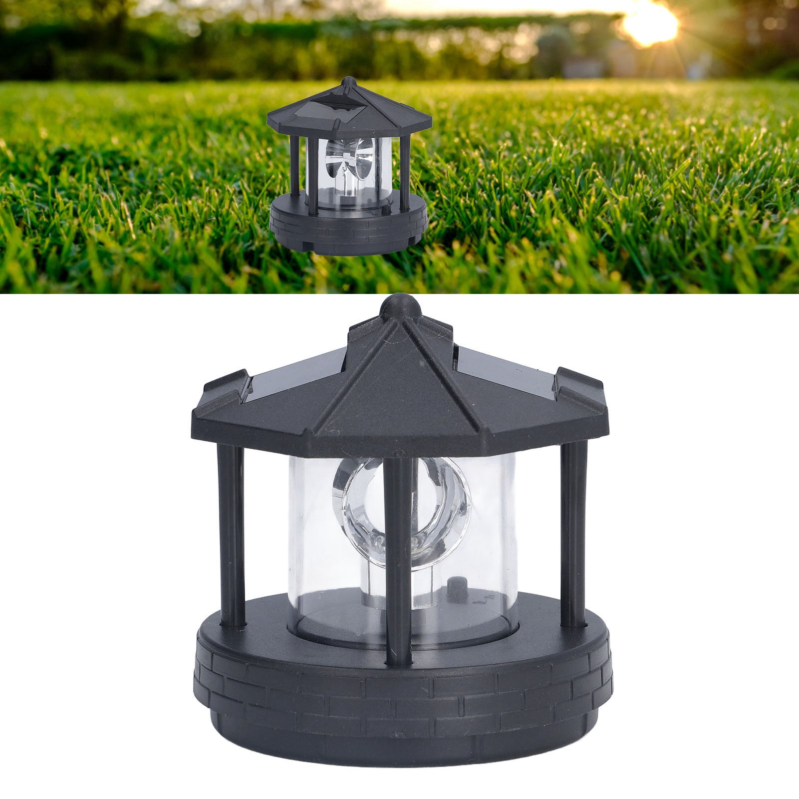 Drehbarer Solar-led-gartenleuchtturm/leuchtfeuer Für Rasenflächen Und Gehwege