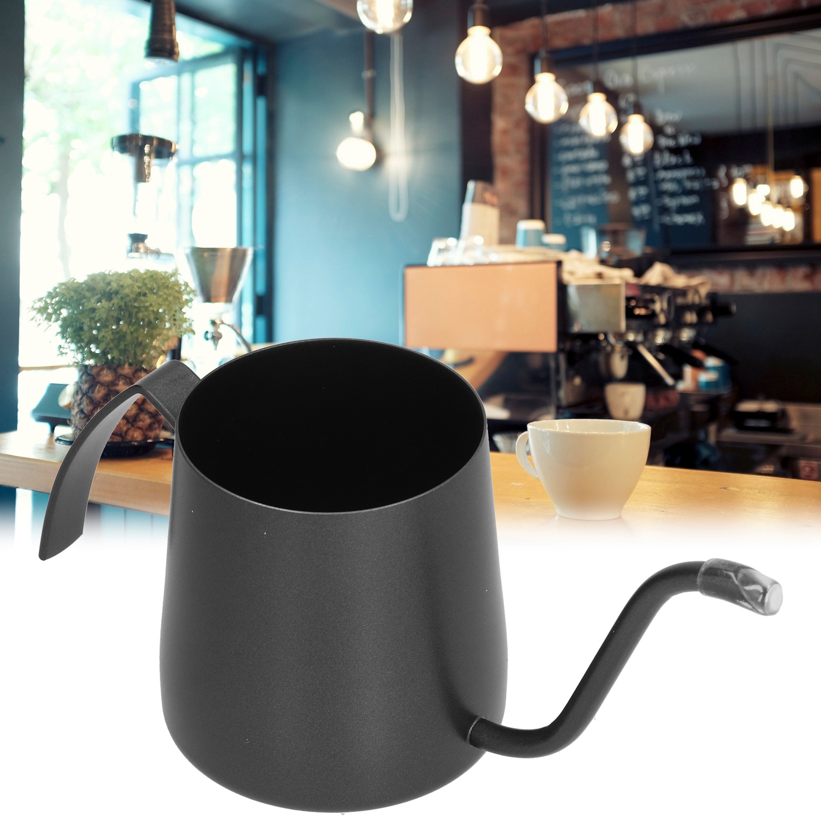 Kaffeekanne Aus Edelstahl Mit Konvexen Griffen, Teekanne Mit Langem Ausguss, Unbeschichtet, Schwarz, 250 Ml