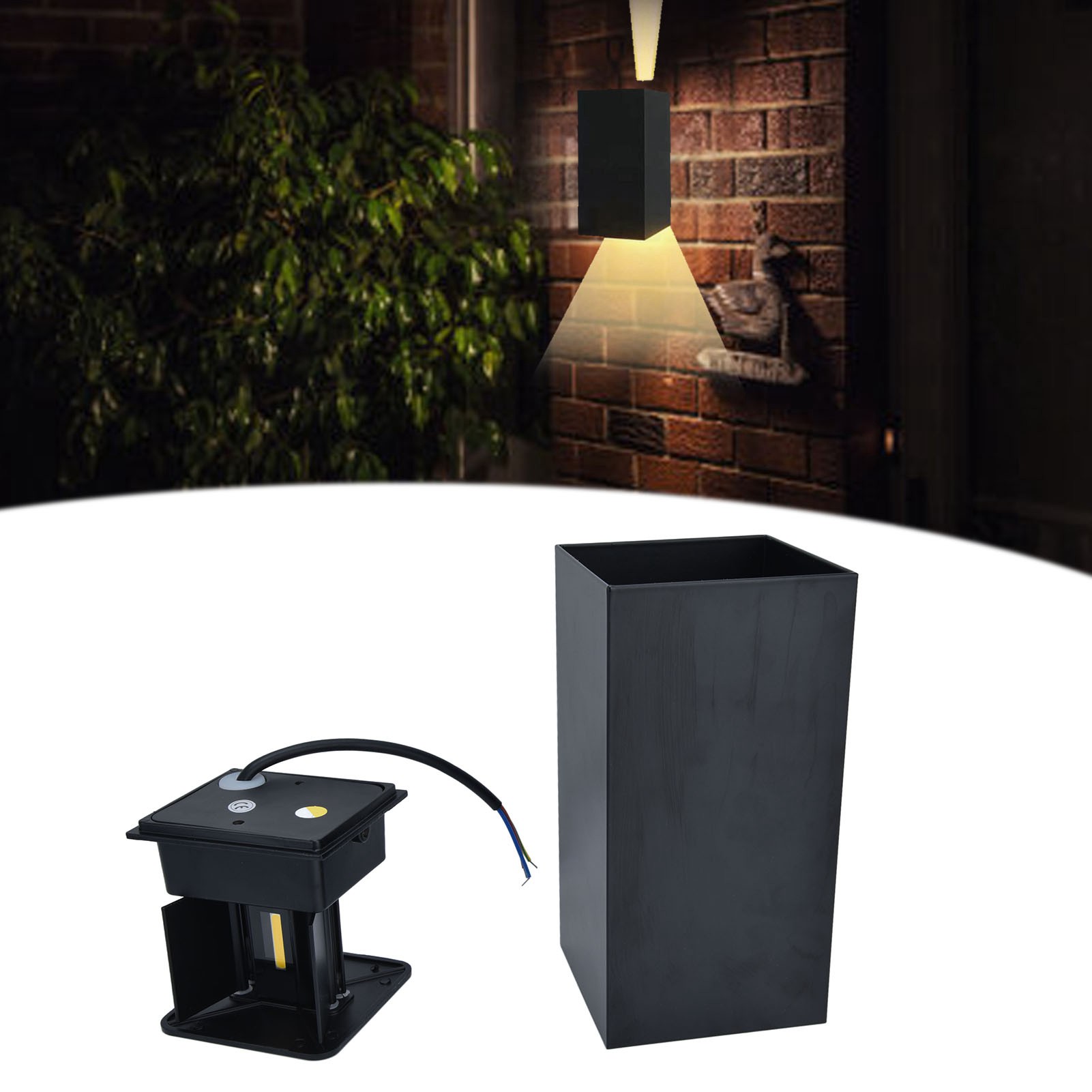 Quadratische Led-wandleuchte 12w, Aus Aluminium, Doppelkopf, Verstellbar, Wasserdicht Und Feuchtigkeitsbeständig, Schlichtes Design, Ideal Zur Dekoration Von Garten, Flur, Balkon Oder Innenhof.
