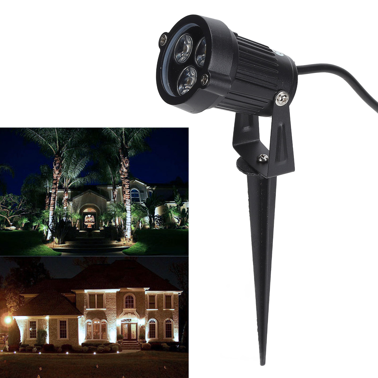 3-led-gartenleuchte, Wasserdicht, 3 W, Ip65, Ideal Für Höfe, Rasenflächen Und Gärten. Kaltweißes Licht.