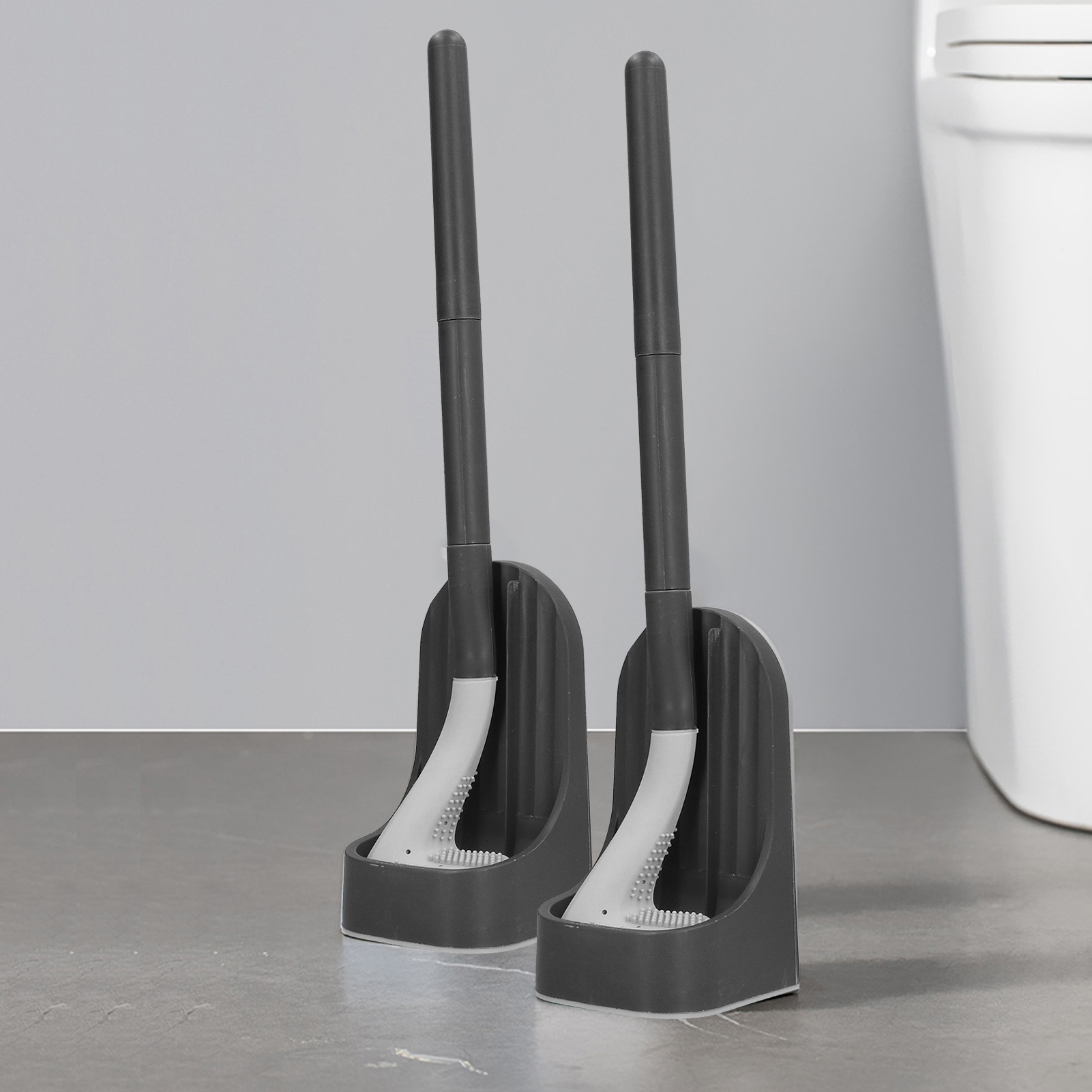Toilettenbürste Im Golfstil, Langer, Abnehmbarer Griff Mit Wasserdichter Basis, Schwarze Toilettenreinigungsbürste Für Die Nächtliche Benutzung.