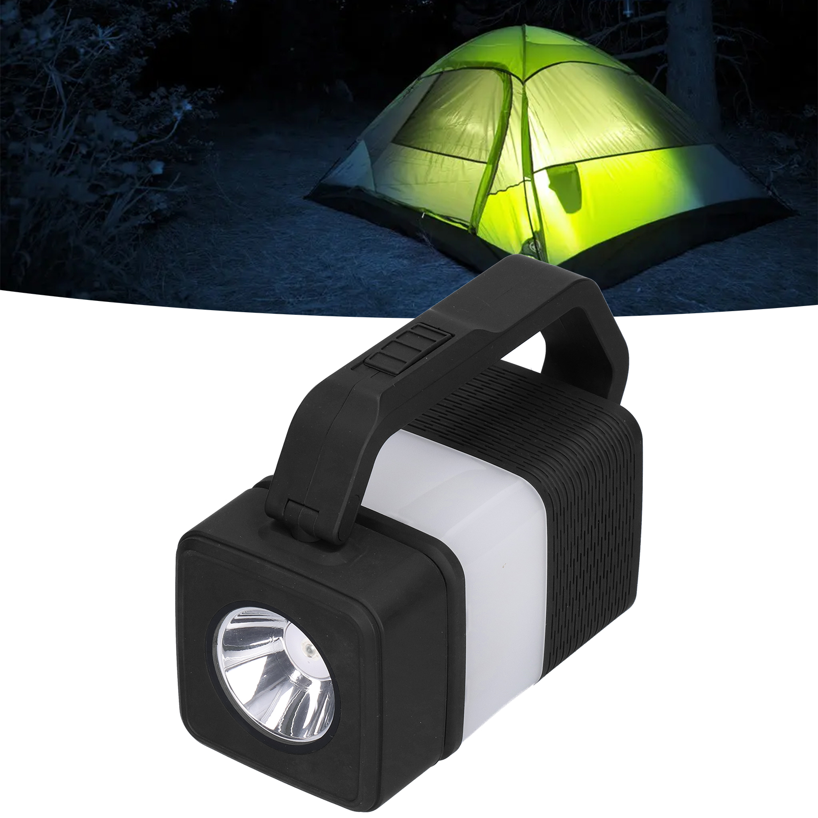 Outdoor-campingzeltlampe, Vielseitige Outdoor-campingbeleuchtung, Usb-taschenlampe, Lautsprecher, Schwarz.