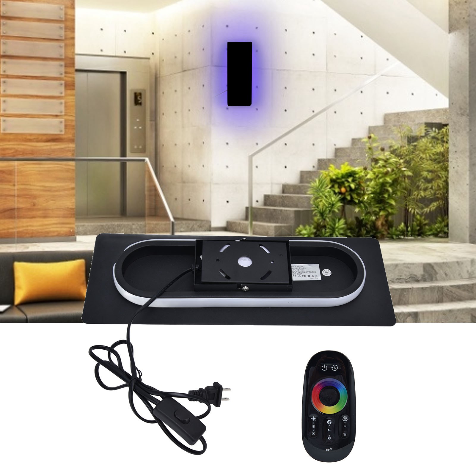 Minimalistische Und Moderne Led-nachttischlampe Für Schlafzimmer, Wohnzimmer, Flur, Treppenhaus, Rgb-ambiente-wandleuchte „windrad“.