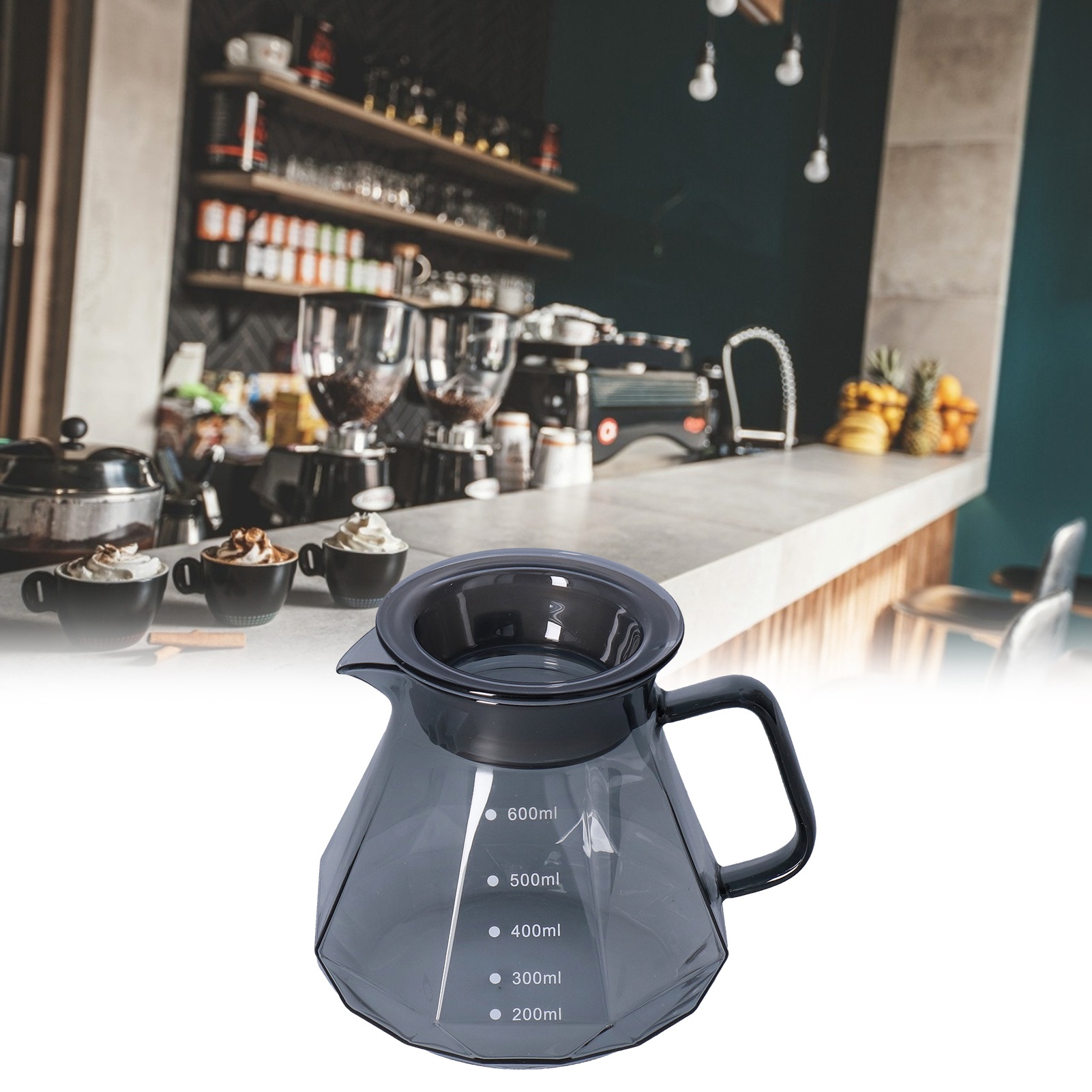Black Diamond Filterkaffeemaschine Zum Teilen, Transparent, Schwarz, Hitzebeständig, 600 Ml