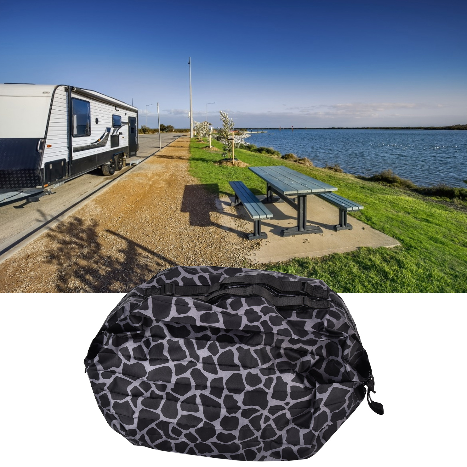 Faltbare Reisetasche Aus Polyester, Großes Fassungsvermögen, Schwarzer Leopardenprint.