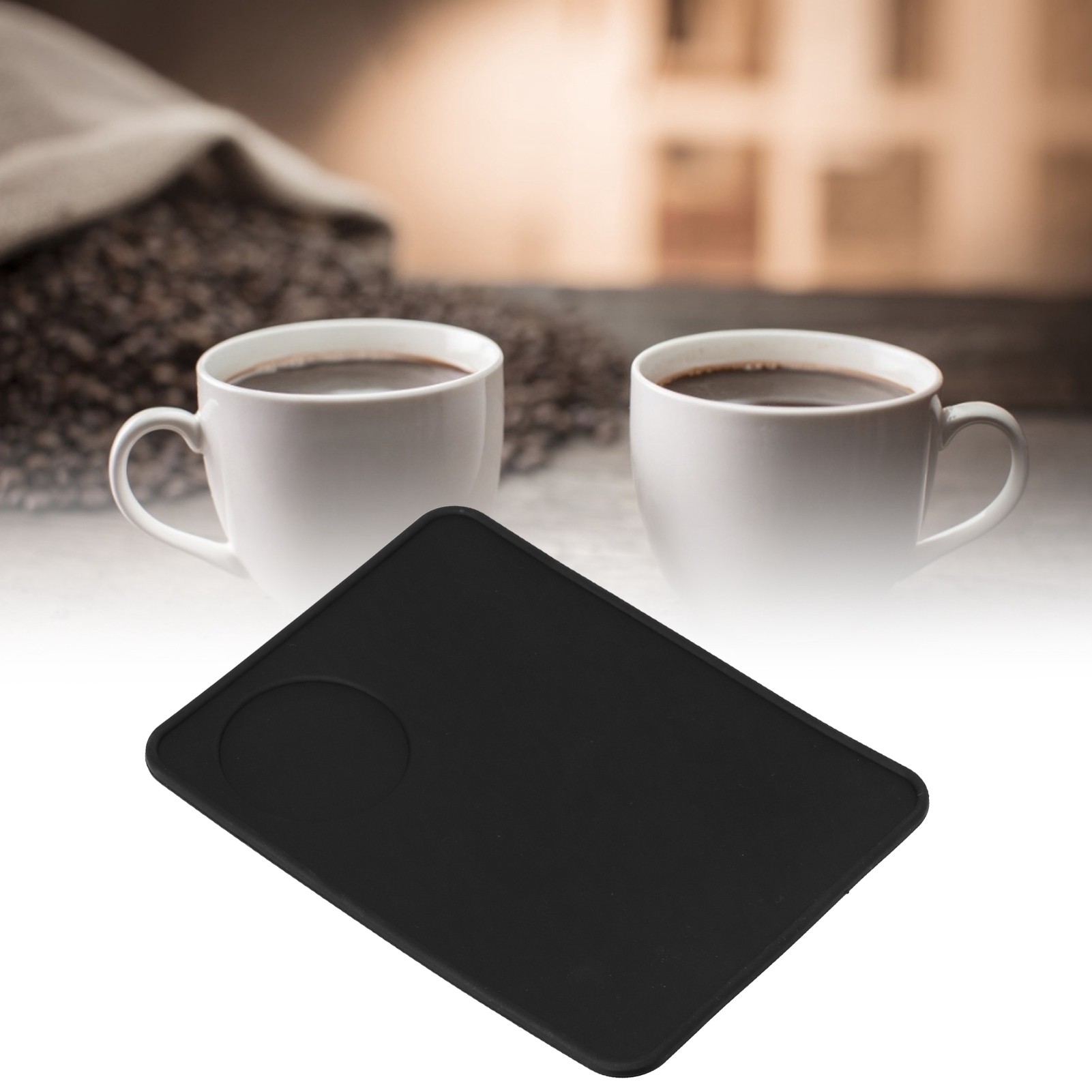 Rechteckige Schwarze Silikon-kaffee-tampingmatte, K-form, Rutschfest, Unterlage Für Kaffeematten