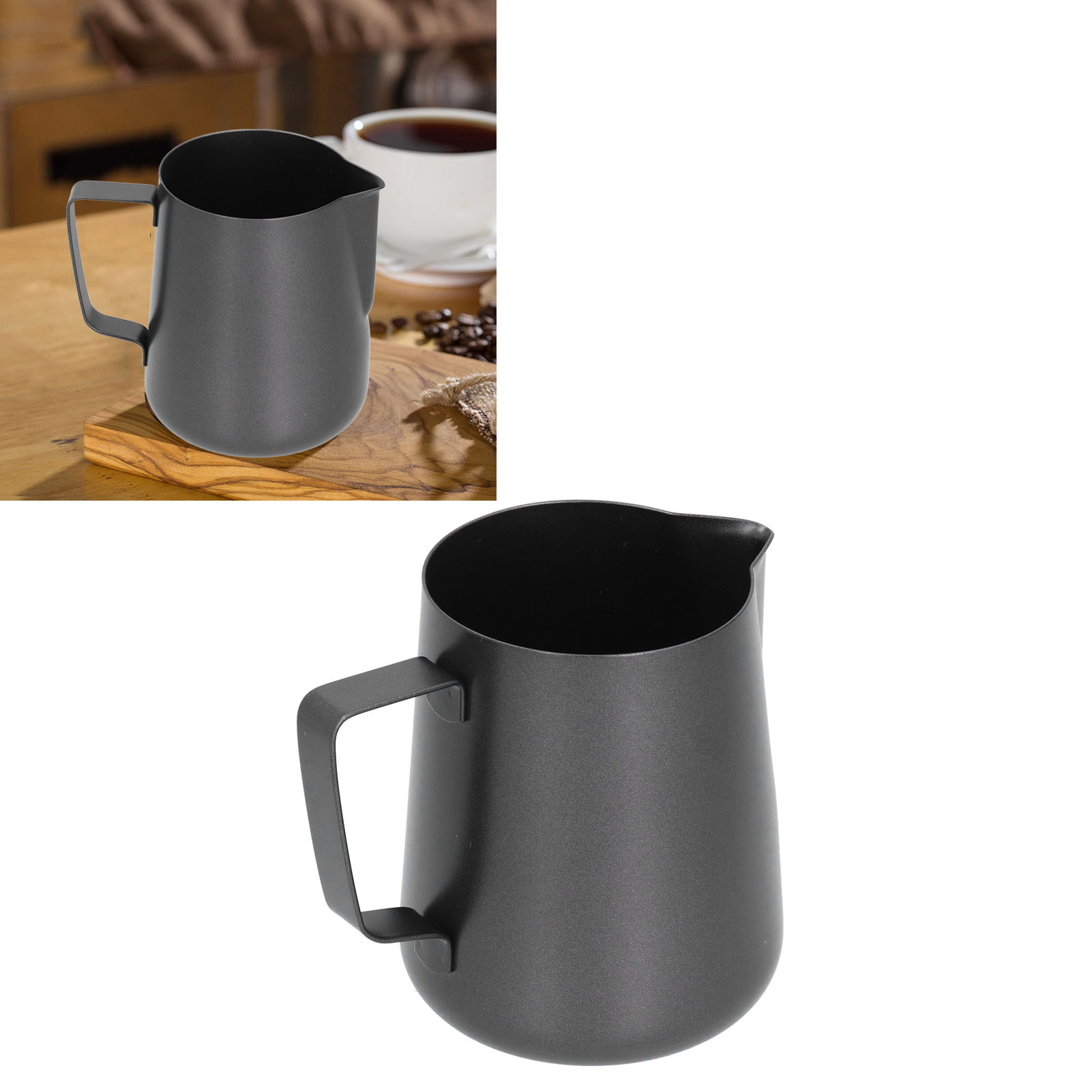 Dickwandiger Schwarzer Edelstahlbecher Für Latte Art, 600 Ml.