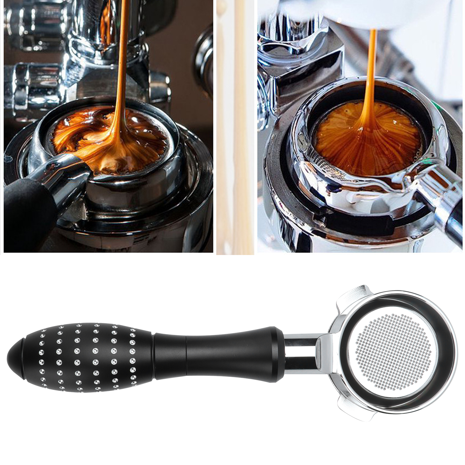 Platinum 8 Kaffeemaschinengriff, 54 Mm, Bodenlos, Mit Drei Griffen, Aus Edelstahllegierung.