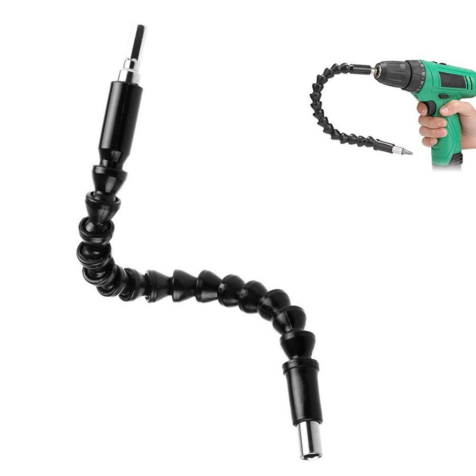 1/4" Multifunktionale Und Vielseitige Universal-flexwelle, Verbesserter Wellenkern, Verdickt Für Erhöhtes Drehmoment, Schwarz, 290 Mm.