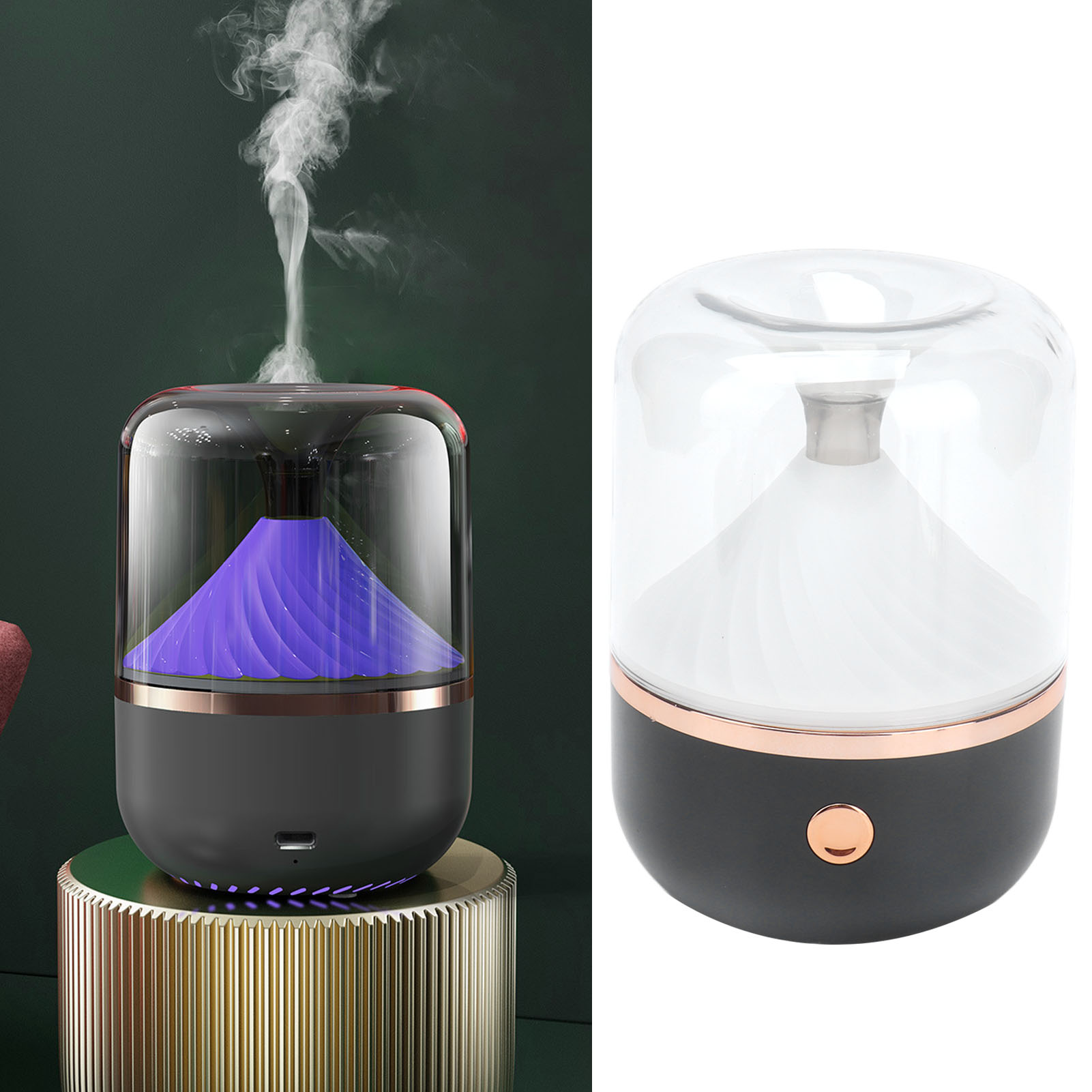120-ml-aromatherapie-luftbefeuchter, Integriertes Nachtlicht, Auto-luftbefeuchter, Überhitzungsschutz, Usb-anschluss, Schwarz