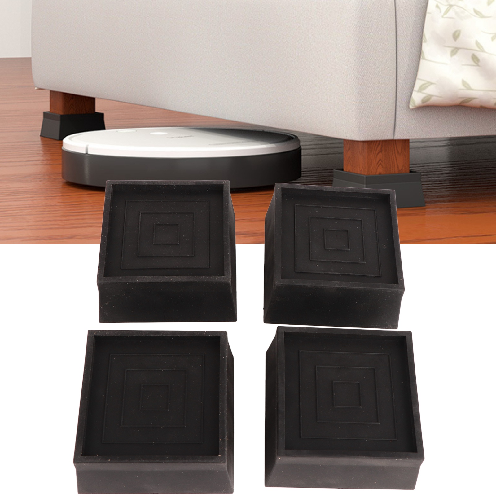 Bettbeinerhöhung, Möbelgleiter, Sofa- Und Stuhlbeinpolster, Basis, 2-zoll-quadrat Aus Schwarzem Tpu, Rutschfest, Geräuschlos Und Wasserdicht.