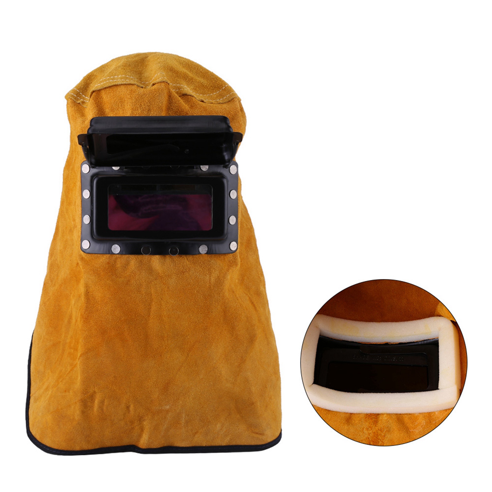 Hochkontrastige, Mit Vollleder Bezogene, Argongefüllte Lichtbogenschweißmaske Mit Blendschutz Und Automatisch Abdunkelnder Optischer Linse.