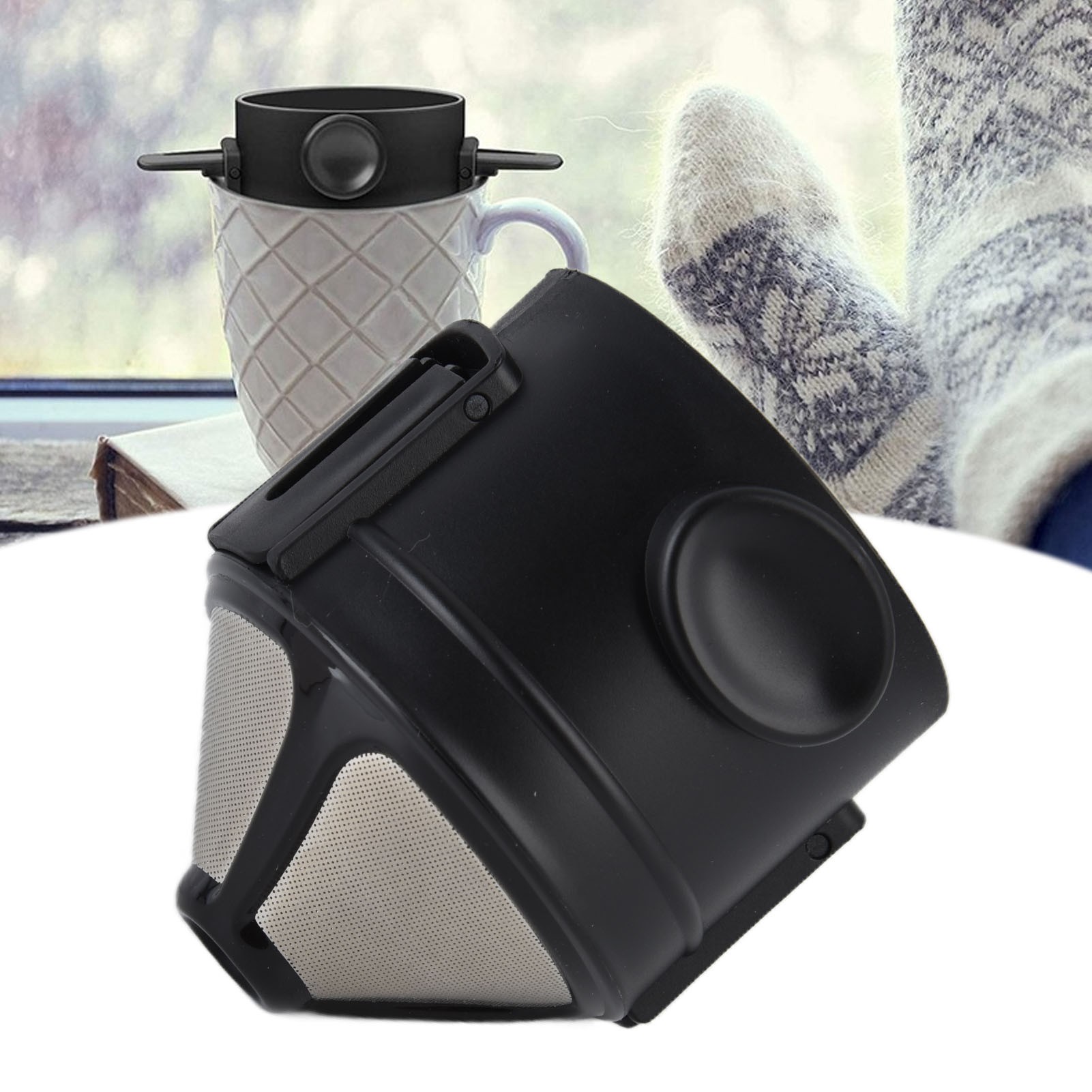 Tragbarer Kaffeefilter, Amerikanische Brühmethode, Wiederverwendbarer Filterbecher Aus Edelstahl 304, Filtergewebe