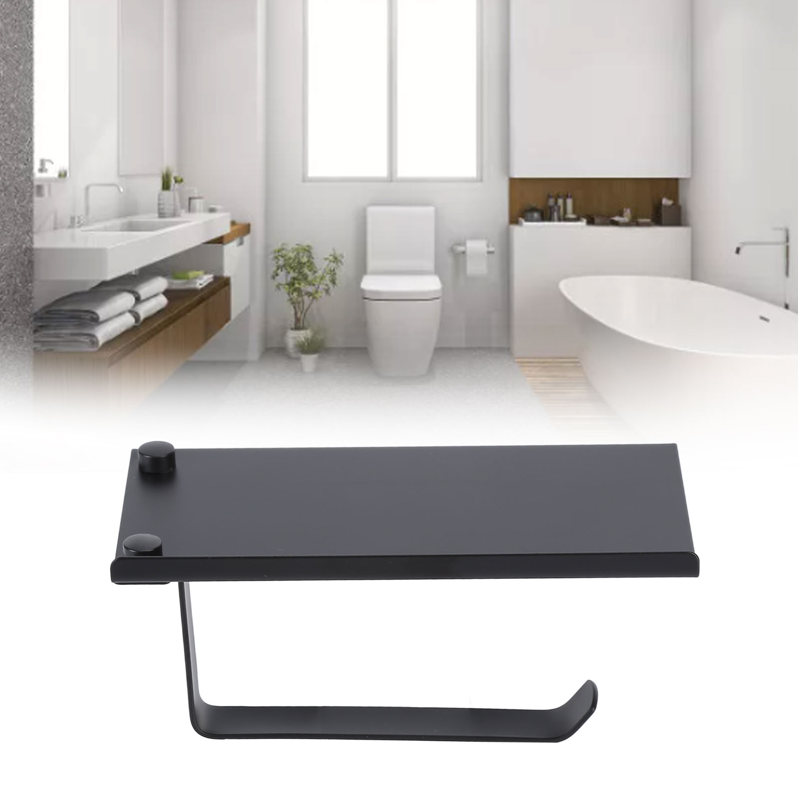 Toilettenpapierhalter Aus Edelstahl, Handyhalterung Fürs Badezimmer, Taschentuchbox, Toilettenpapierhalter, Kein Bohren Erforderlich, 201 Schwarz.
