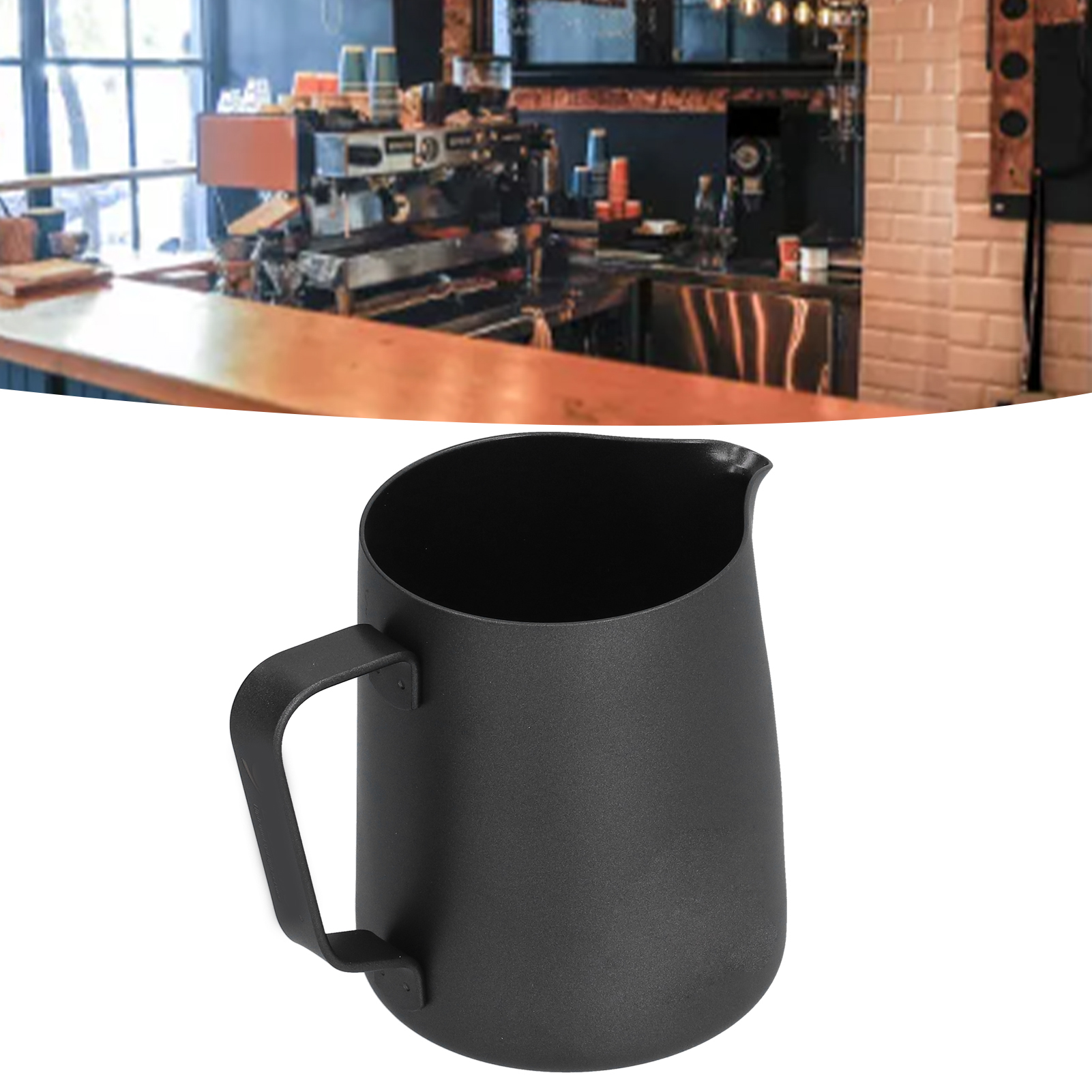 350 Ml Cappuccino- Und Latte-art-tasse, Aus Dickem Edelstahl, Italienisches Design, Schwarz.