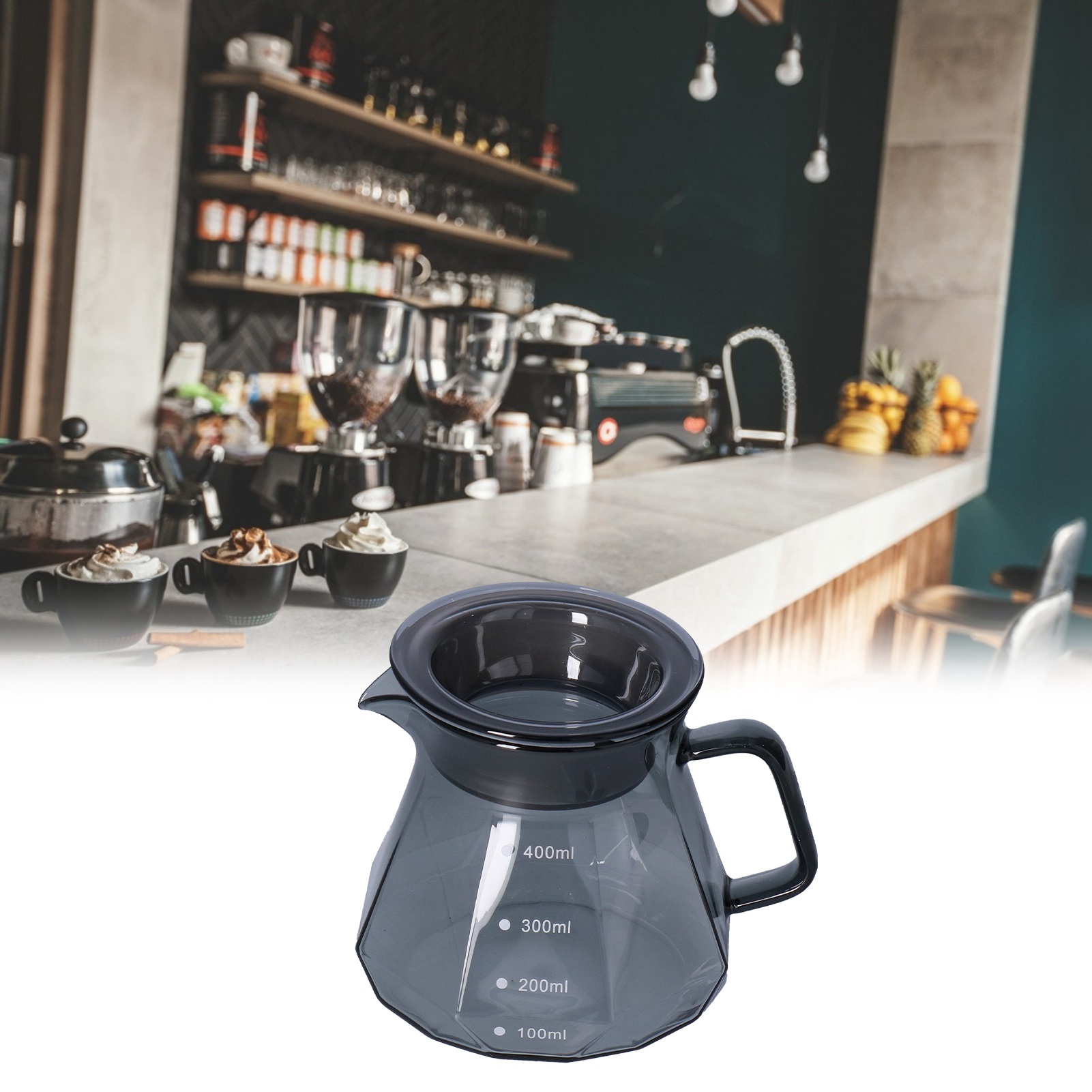 Black Diamond Filterkaffeemaschine Zum Teilen, Transparent, Schwarz, Hitzebeständig, 400 Ml