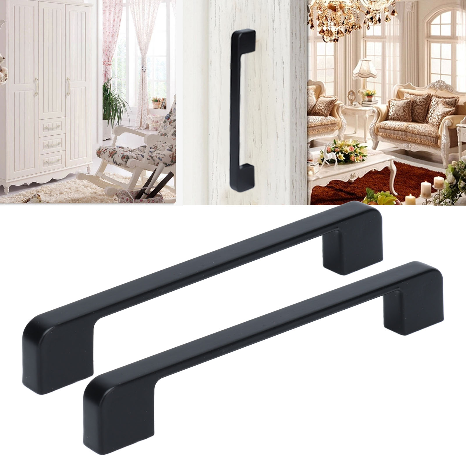 Set Mit 2 Schwarzen Zinklegierungsgriffen, 128 Mm Lochabstand, Amerikanischer Stil Für Möbel, Schubladen Und Schranktüren, Chinesischer Stil, 2 Stück Pro Packung