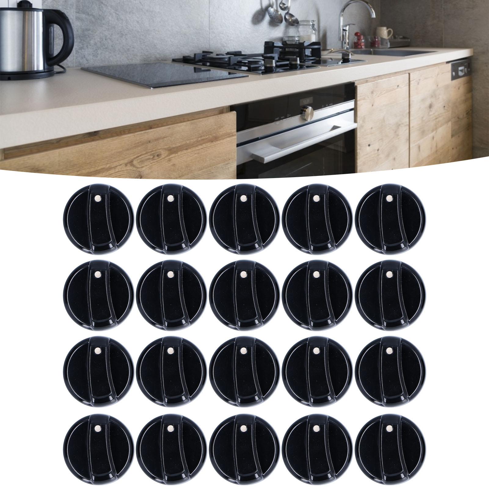 Packung Mit 20 Universellen Bedienknöpfen Aus 8 Mm Dickem Kunststoff Für Kochfelder, Warmwasserbereiter, Gasherde, Backöfen, Mikrowellen Und Zündschalter. Die Abmessungen Entsprechen Den Tatsächlichen