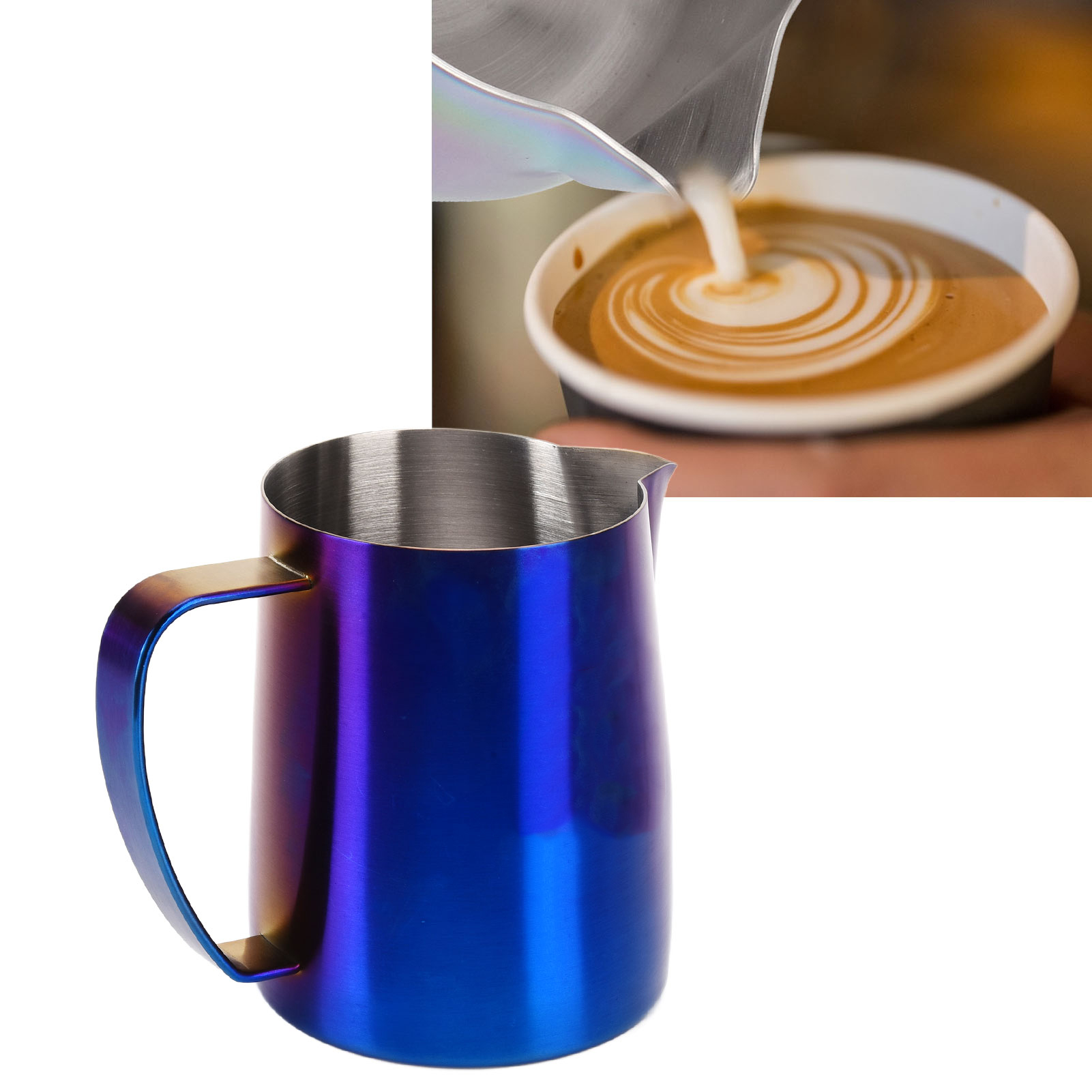 Schwanenförmiger Latte-art-becher, 600 Ml, Aus Mattem, Dunkelblauem Edelstahl 304